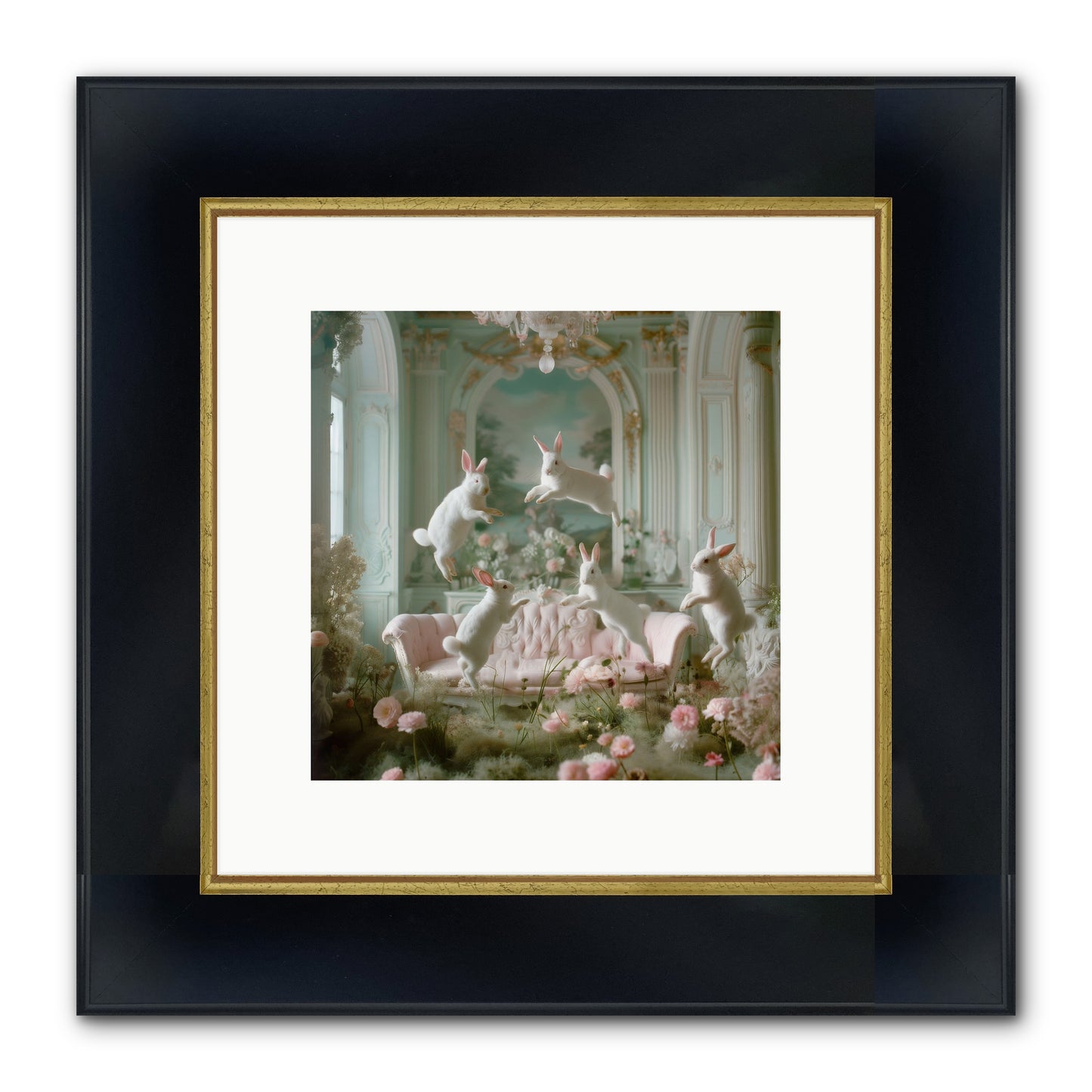 Blossom Reverie Framed Print - Wide Black w/Gold 10x10