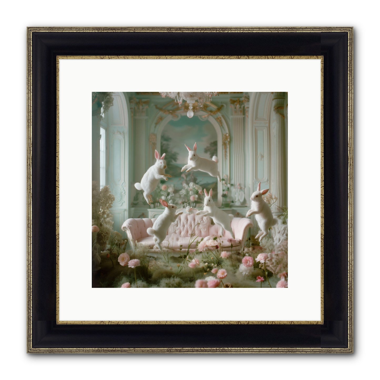 Blossom Reverie Framed Print - Black & Gold 12x12