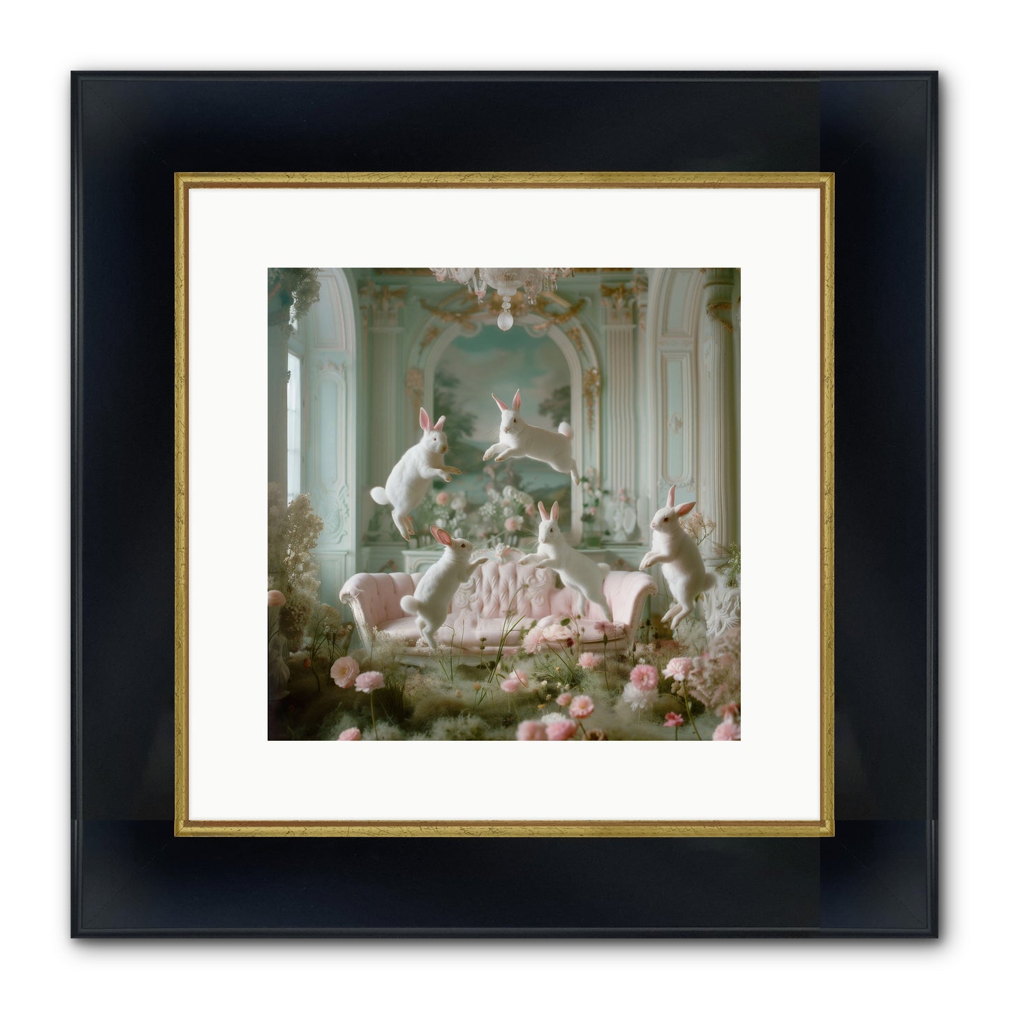 Blossom Reverie Framed Print - Wide Black w/Gold 12x12