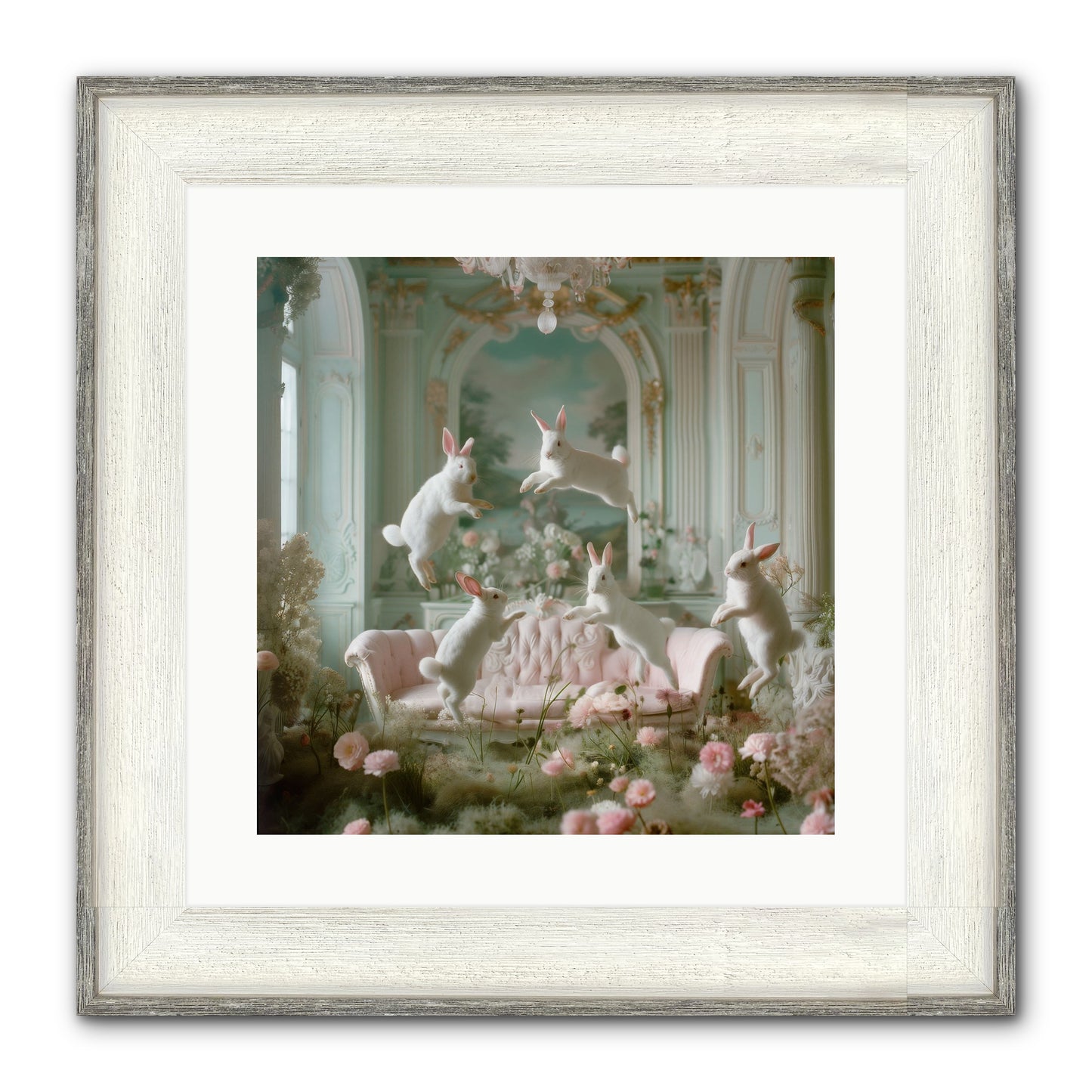 Blossom Reverie Framed Print - Driftwood White 16x16