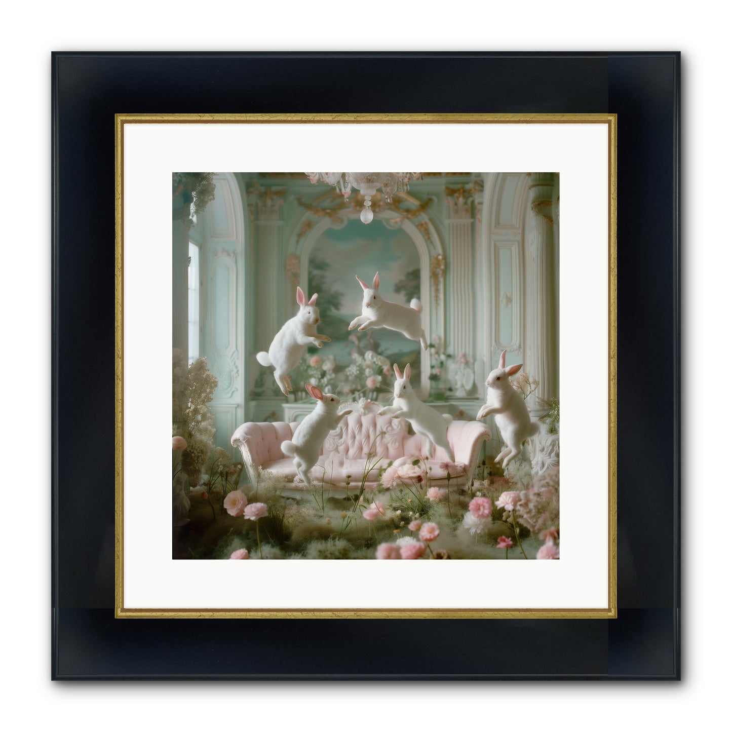 Blossom Reverie Framed Print - Wide Black w/Gold 16x16