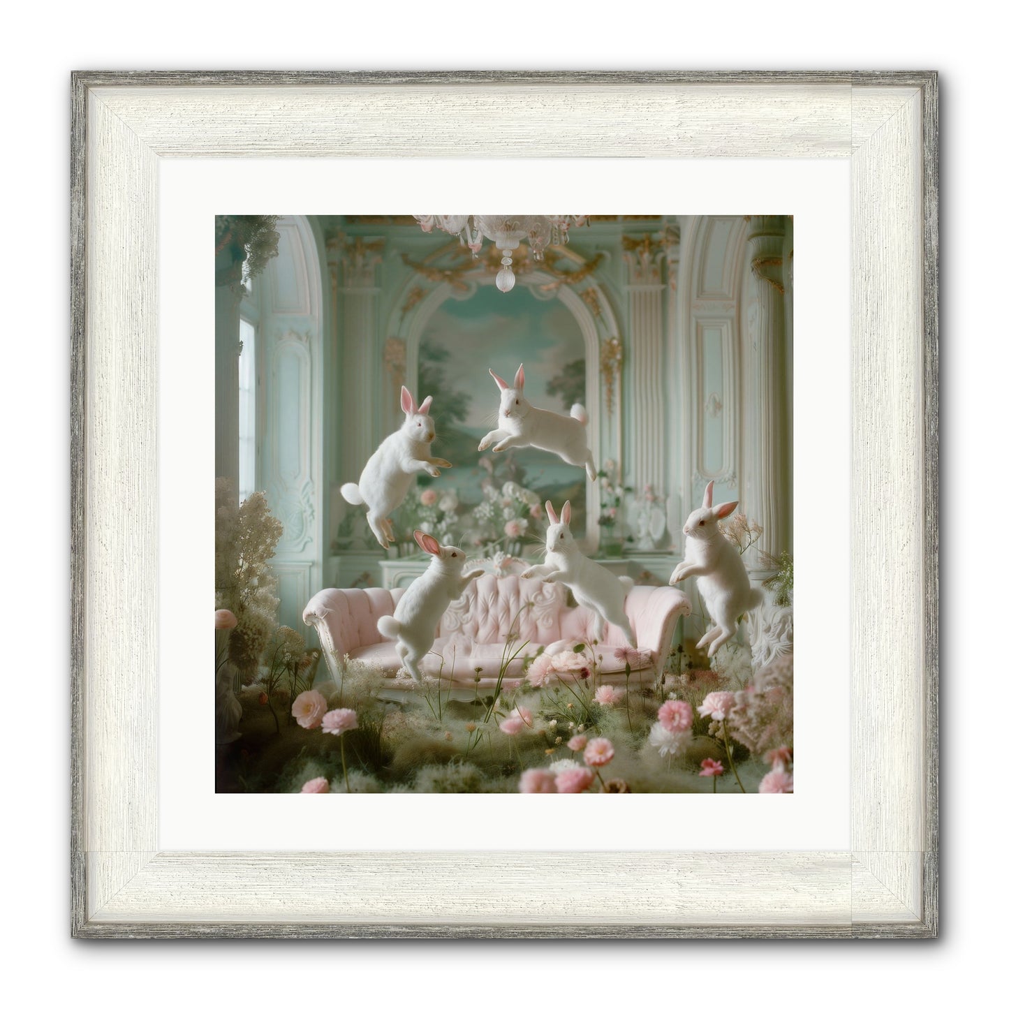 Blossom Reverie Framed Print - Driftwood White 20x20