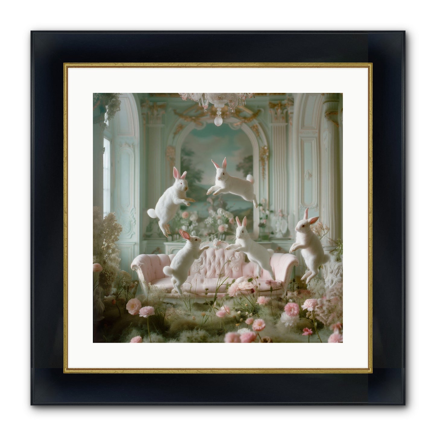 Blossom Reverie Framed Print - Wide Black w/Gold 20x20