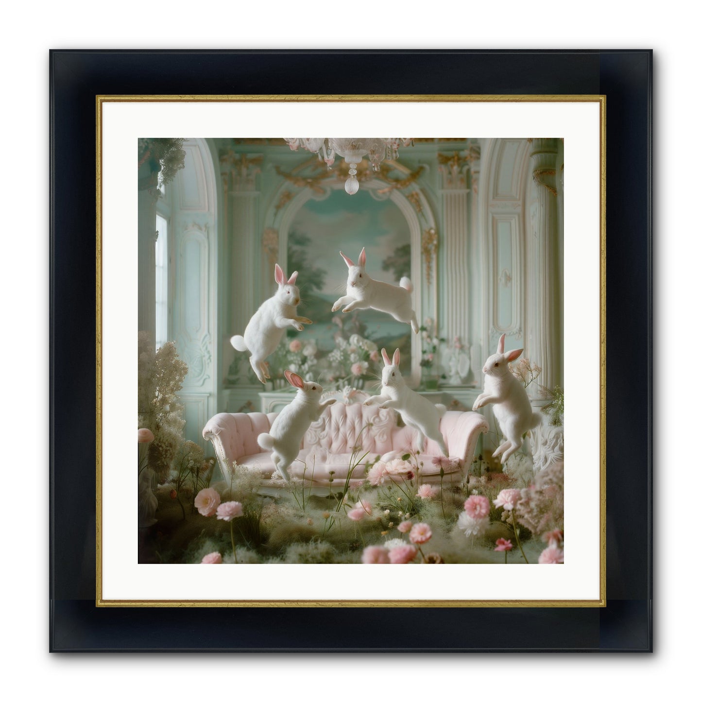Blossom Reverie Framed Print - Wide Black w/Gold 24x24
