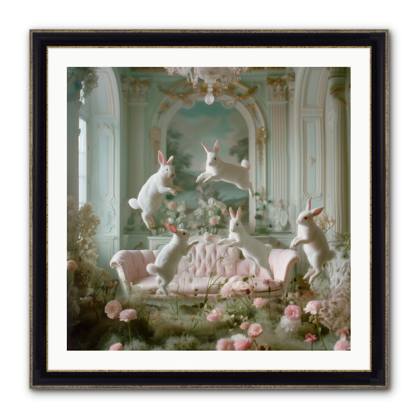 Blossom Reverie Framed Print - Black & Gold 30x30
