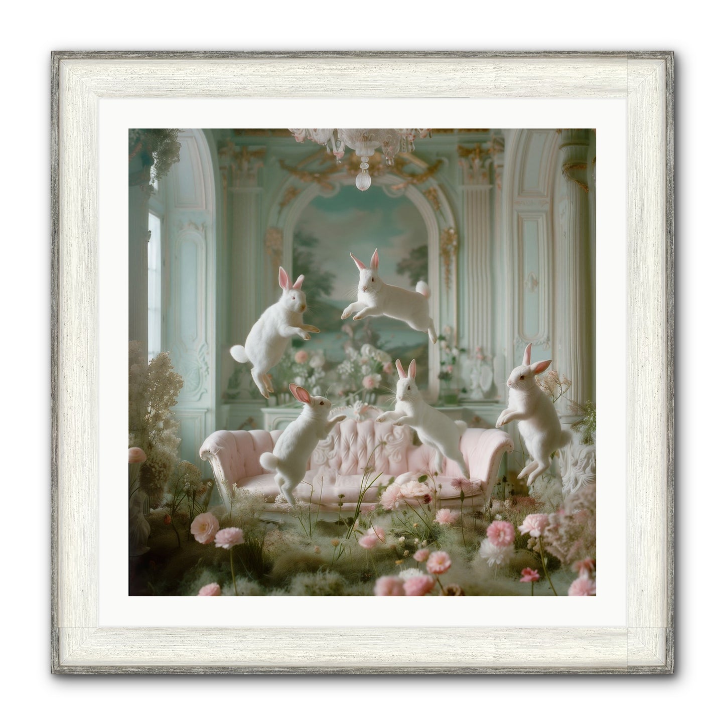 Blossom Reverie Framed Print - Driftwood White 30x30
