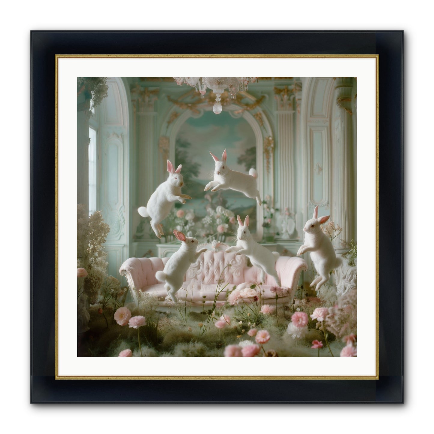 Blossom Reverie Framed Print - Wide Black w/Gold 30x30