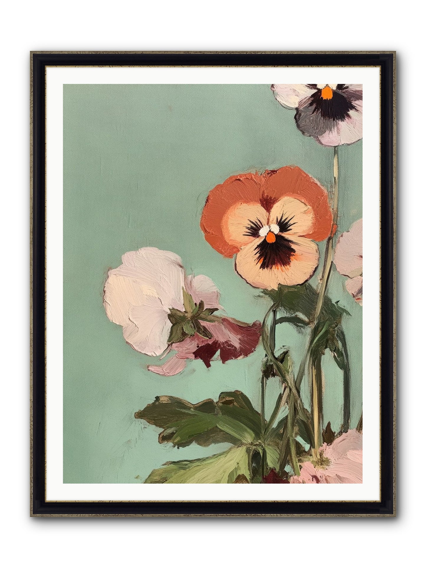 Blossoms Of Affection Framed Print - Black & Gold 36x48
