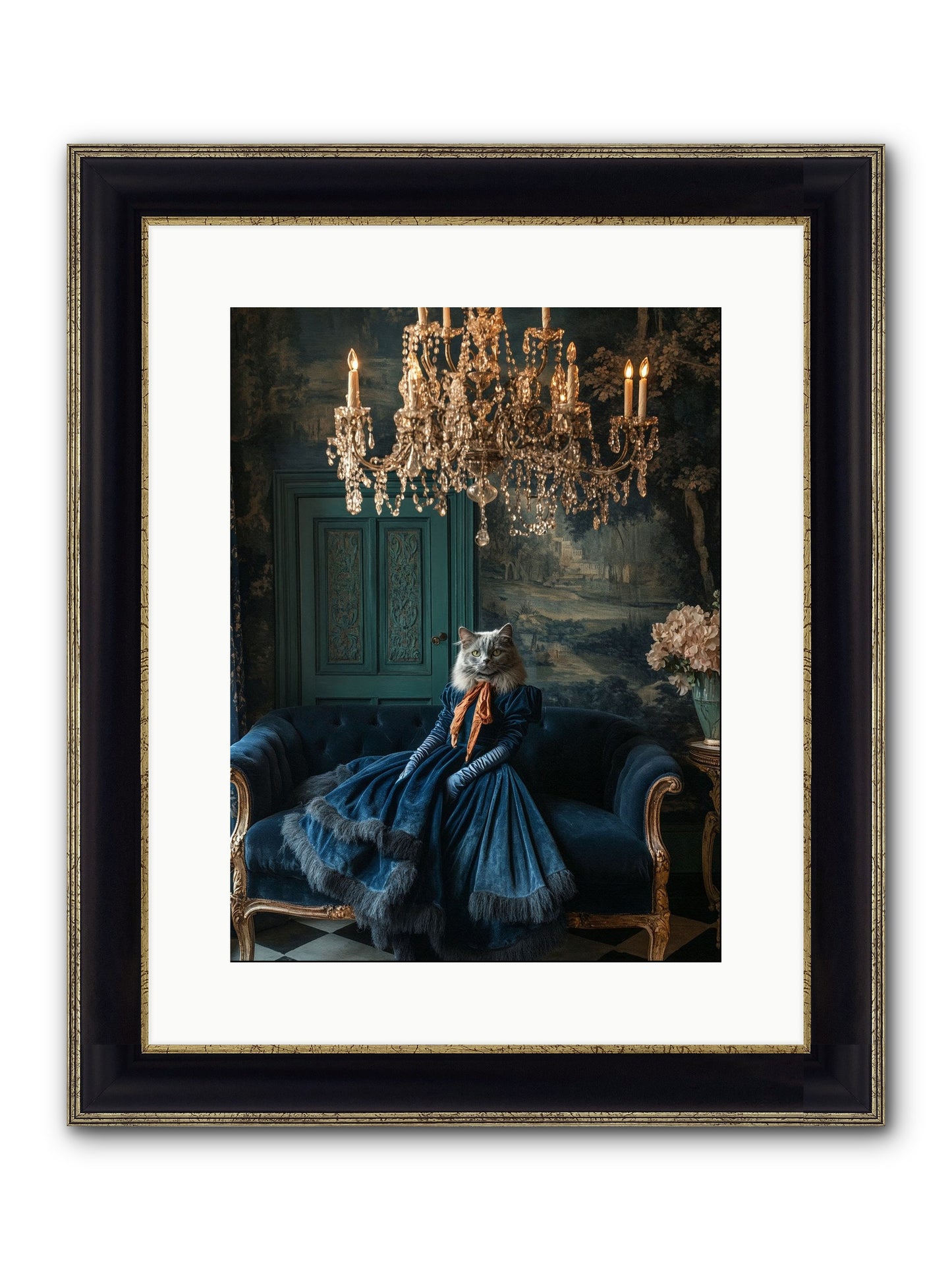 Blue Held Her Grace Framed Print - Black & Gold 12x16