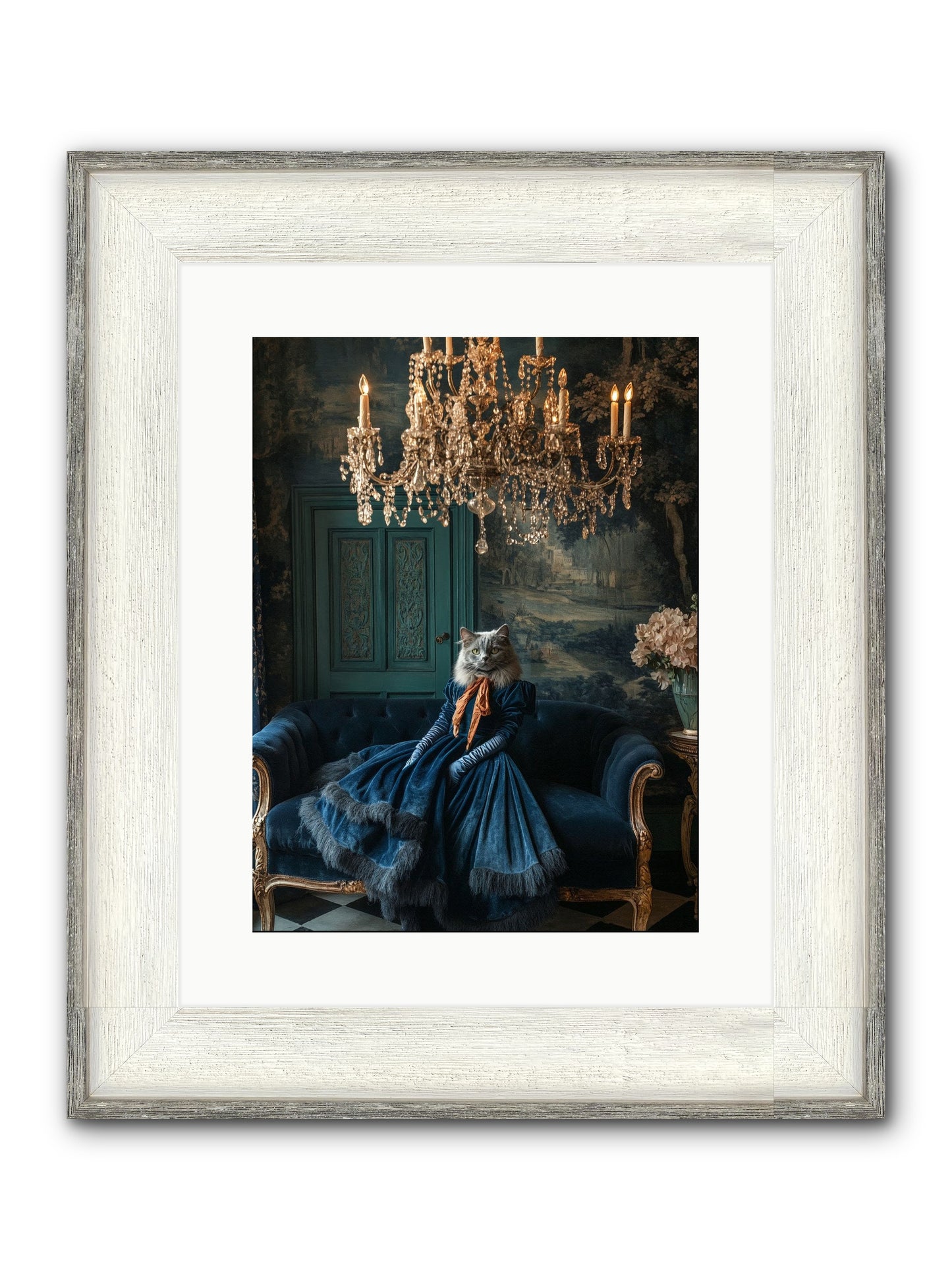 Blue Held Her Grace Framed Print - Driftwood White 12x16