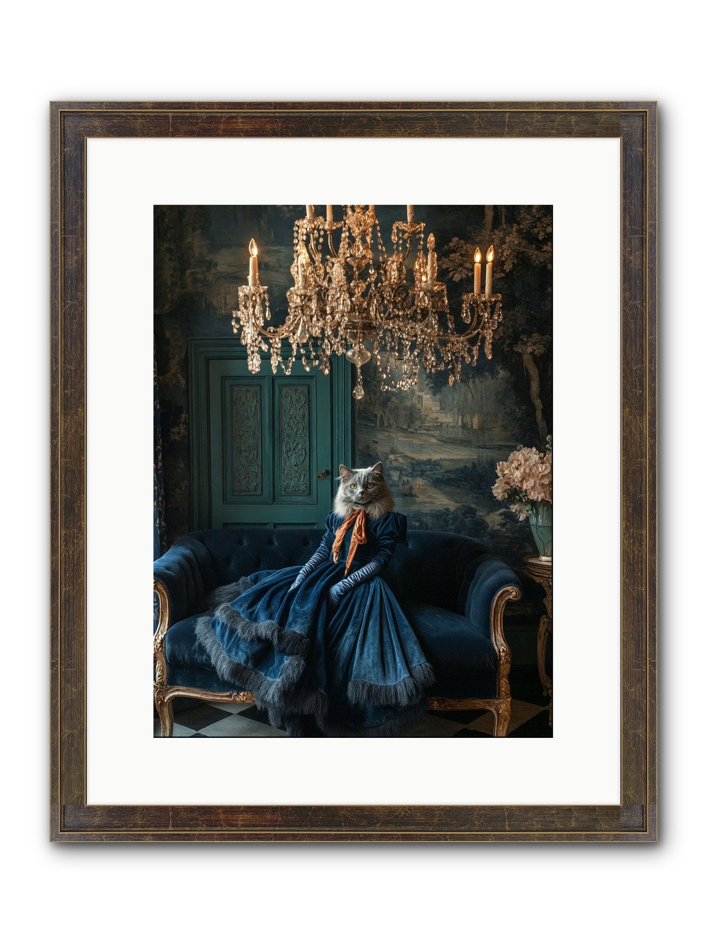 Blue Held Her Grace Framed Print - Slimwoods Black/Gold 12x16