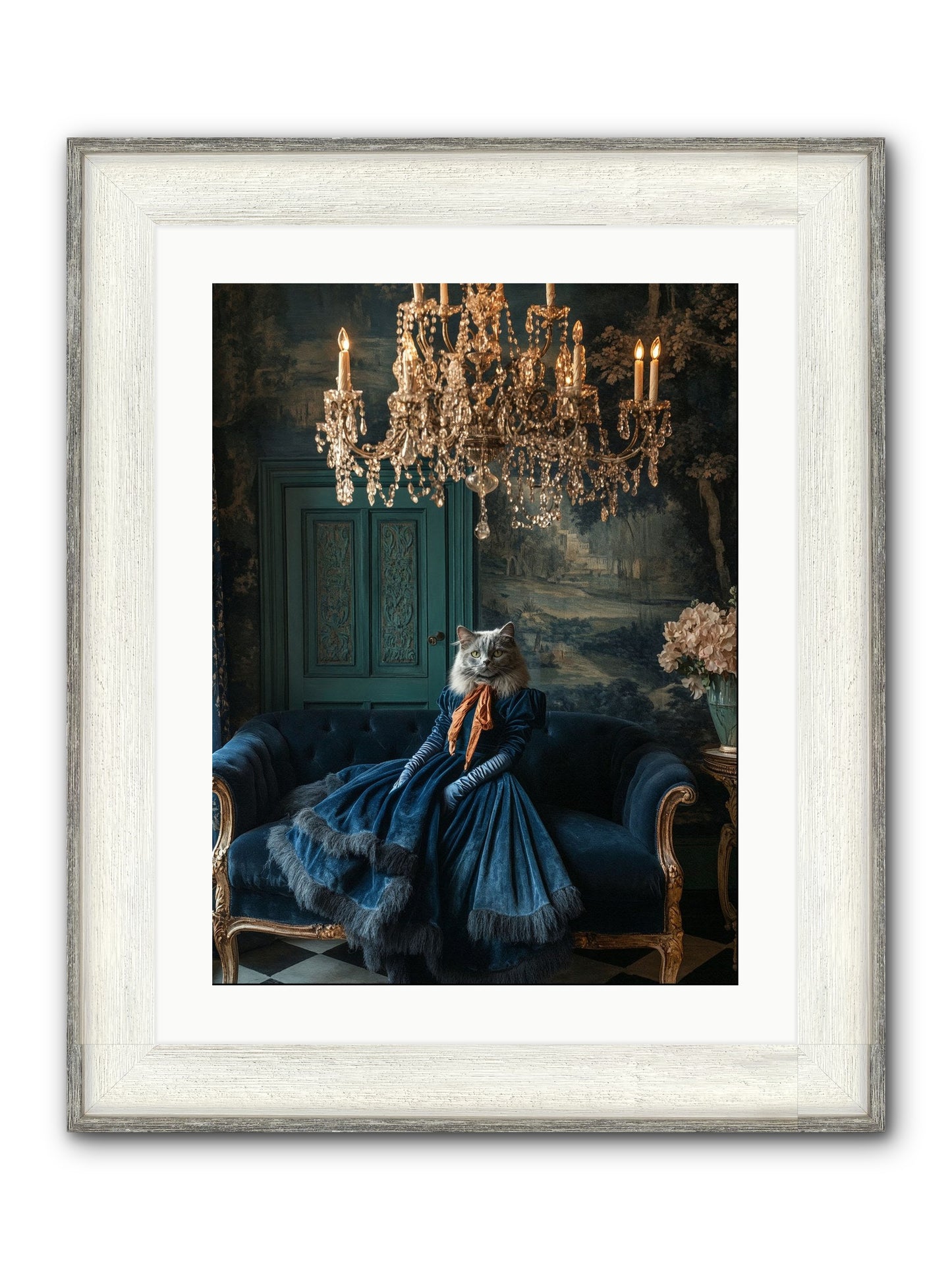 Blue Held Her Grace Framed Print - Driftwood White 18x24