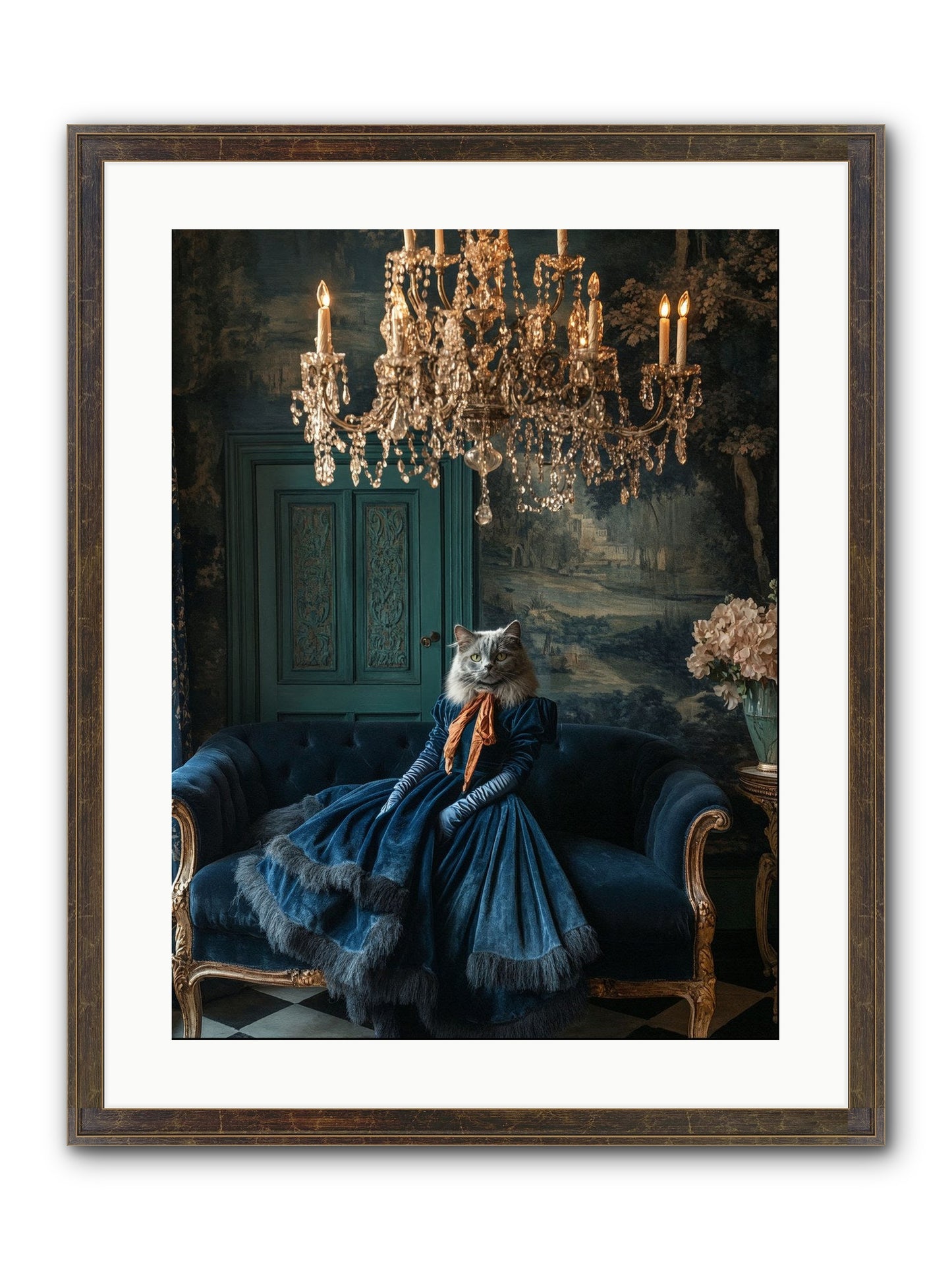 Blue Held Her Grace Framed Print - Slimwoods Black/Gold 18x24
