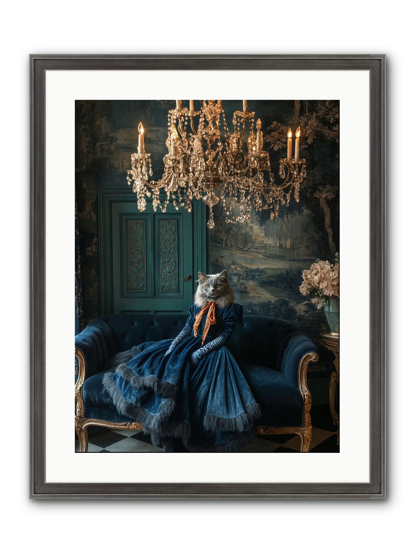 Blue Held Her Grace Framed Print - Slimwoods Black/Silver 18x24