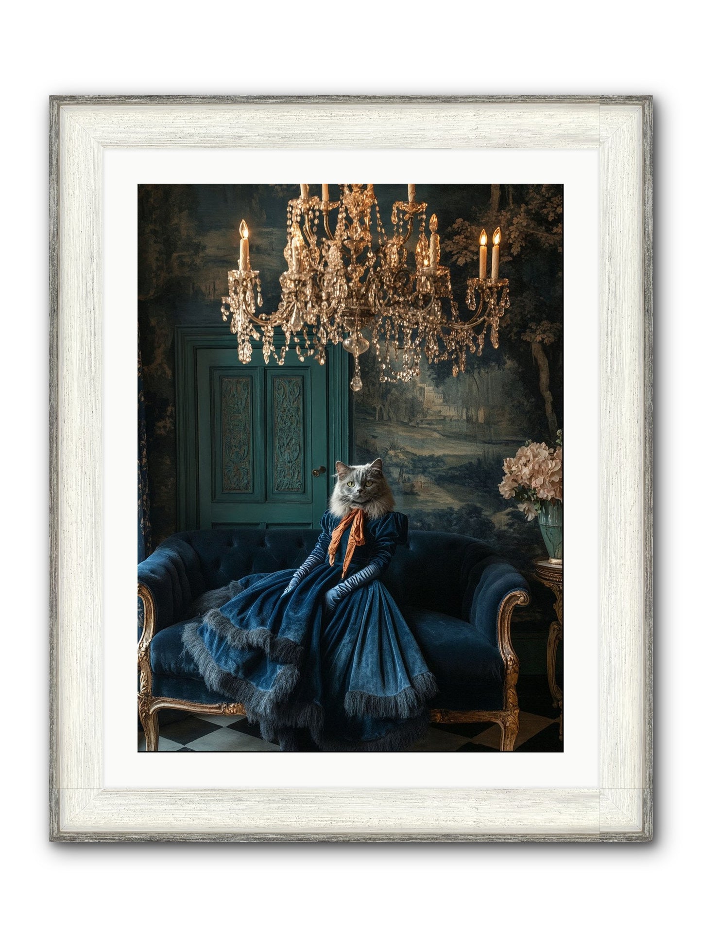 Blue Held Her Grace Framed Print - Driftwood White 24x32