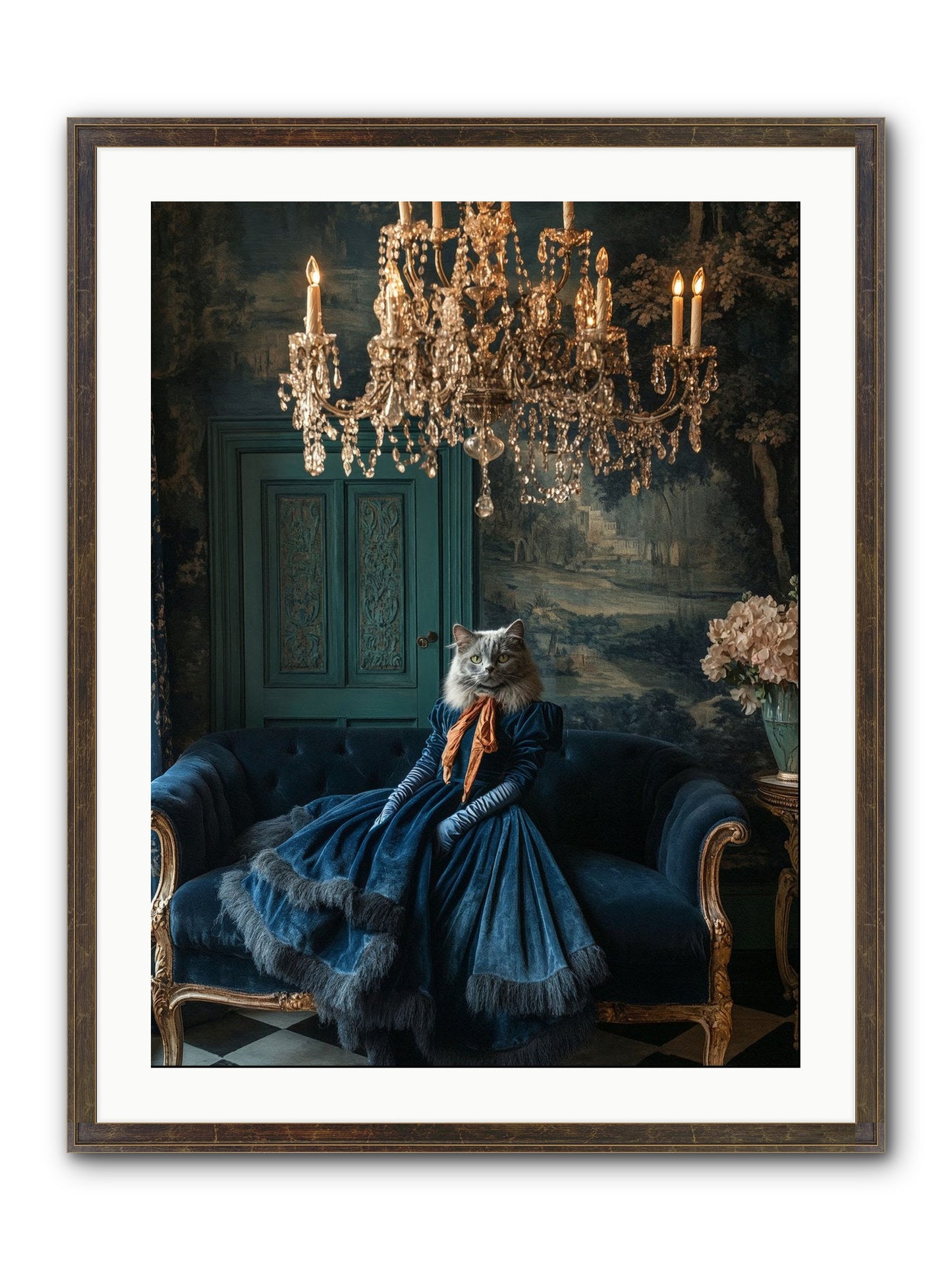 Blue Held Her Grace Framed Print - Slimwoods Black/Gold 24x32
