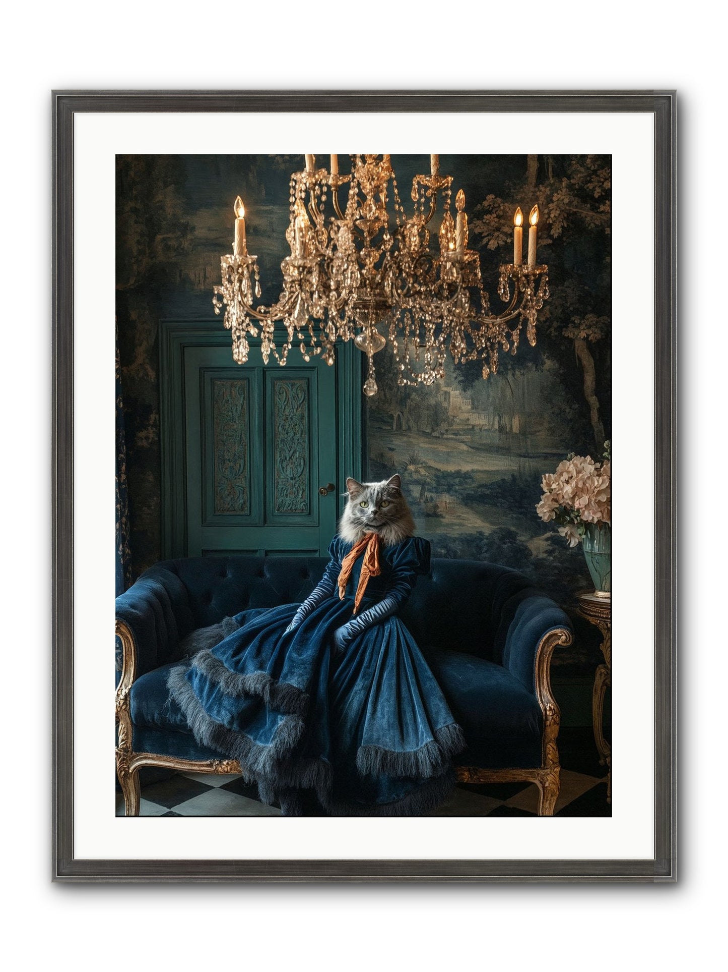 Blue Held Her Grace Framed Print - Slimwoods Black/Silver 24x32