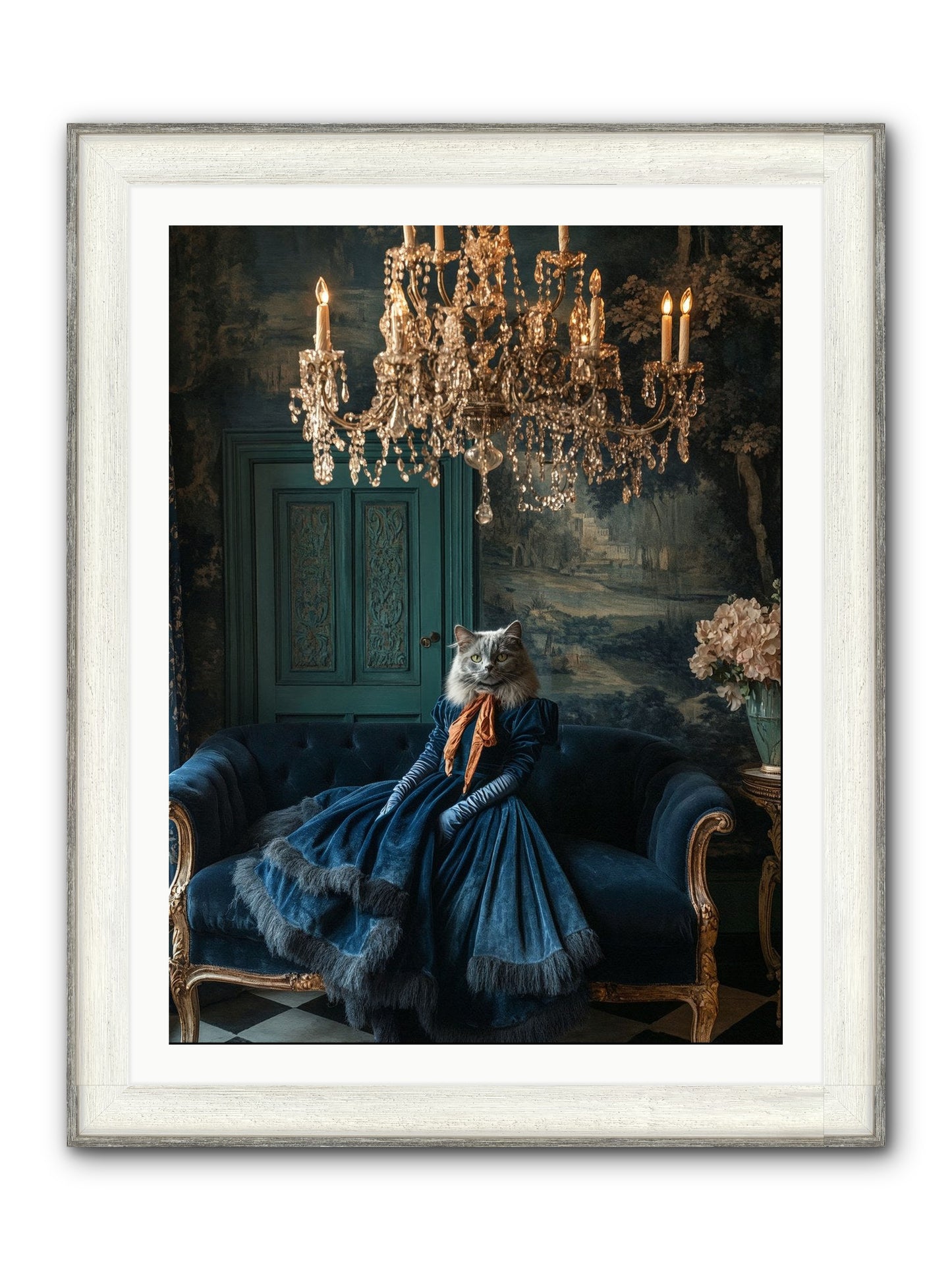 Blue Held Her Grace Framed Print - Driftwood White 30x40