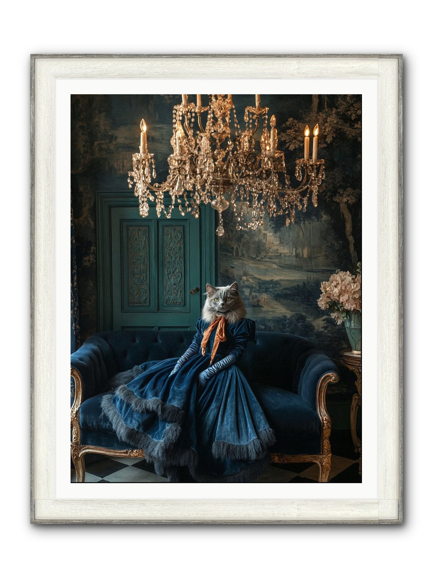 Blue Held Her Grace Framed Print - Driftwood White 36x48