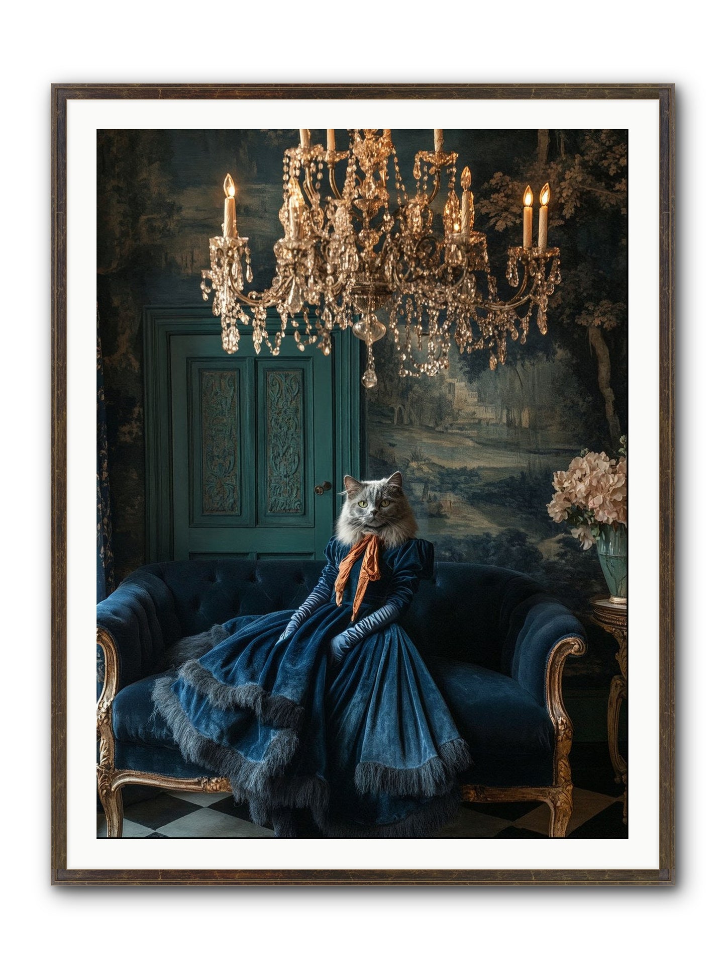 Blue Held Her Grace Framed Print - Slimwoods Black/Gold 36x48