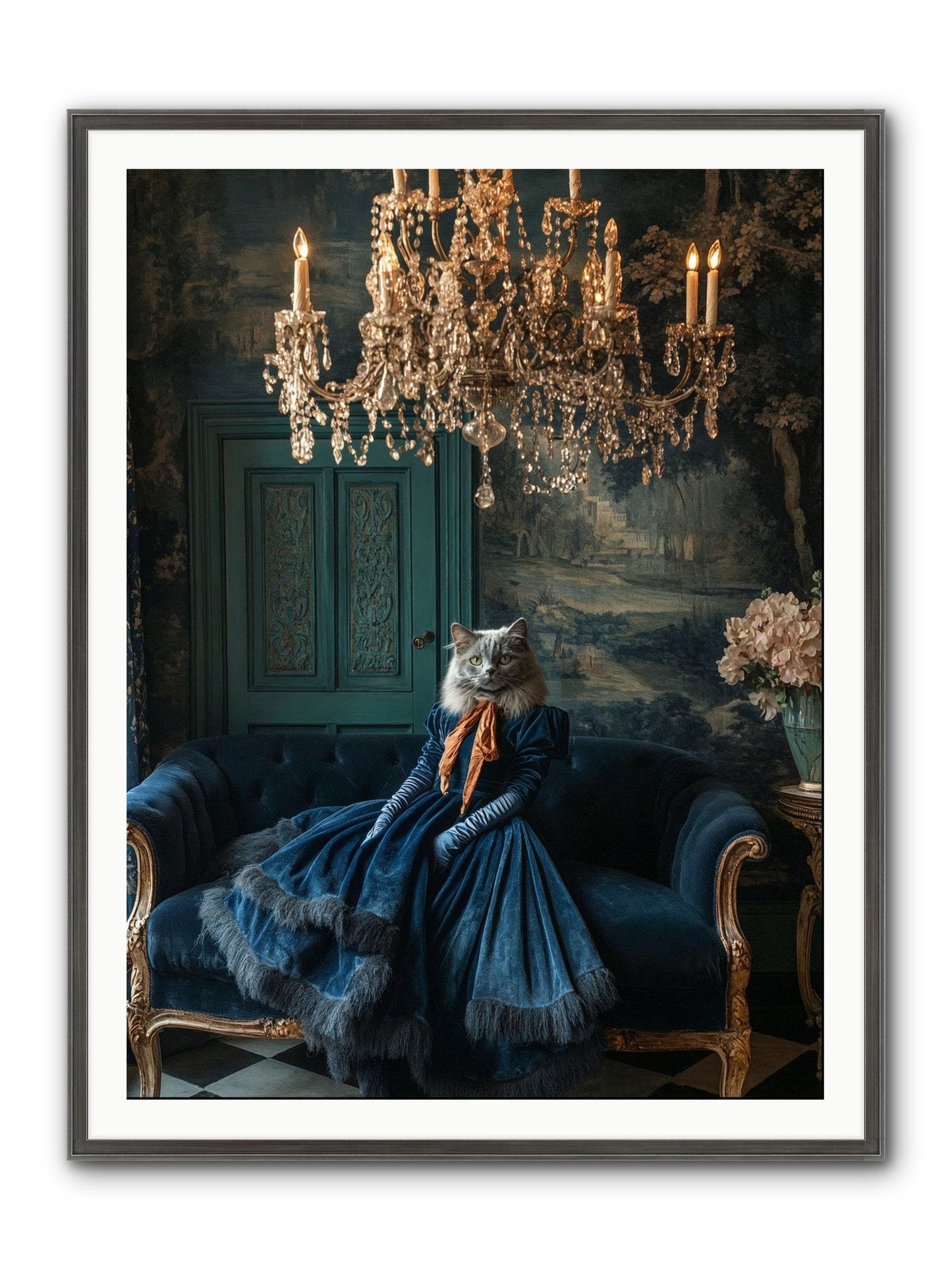 Blue Held Her Grace Framed Print - Slimwoods Black/Silver 36x48