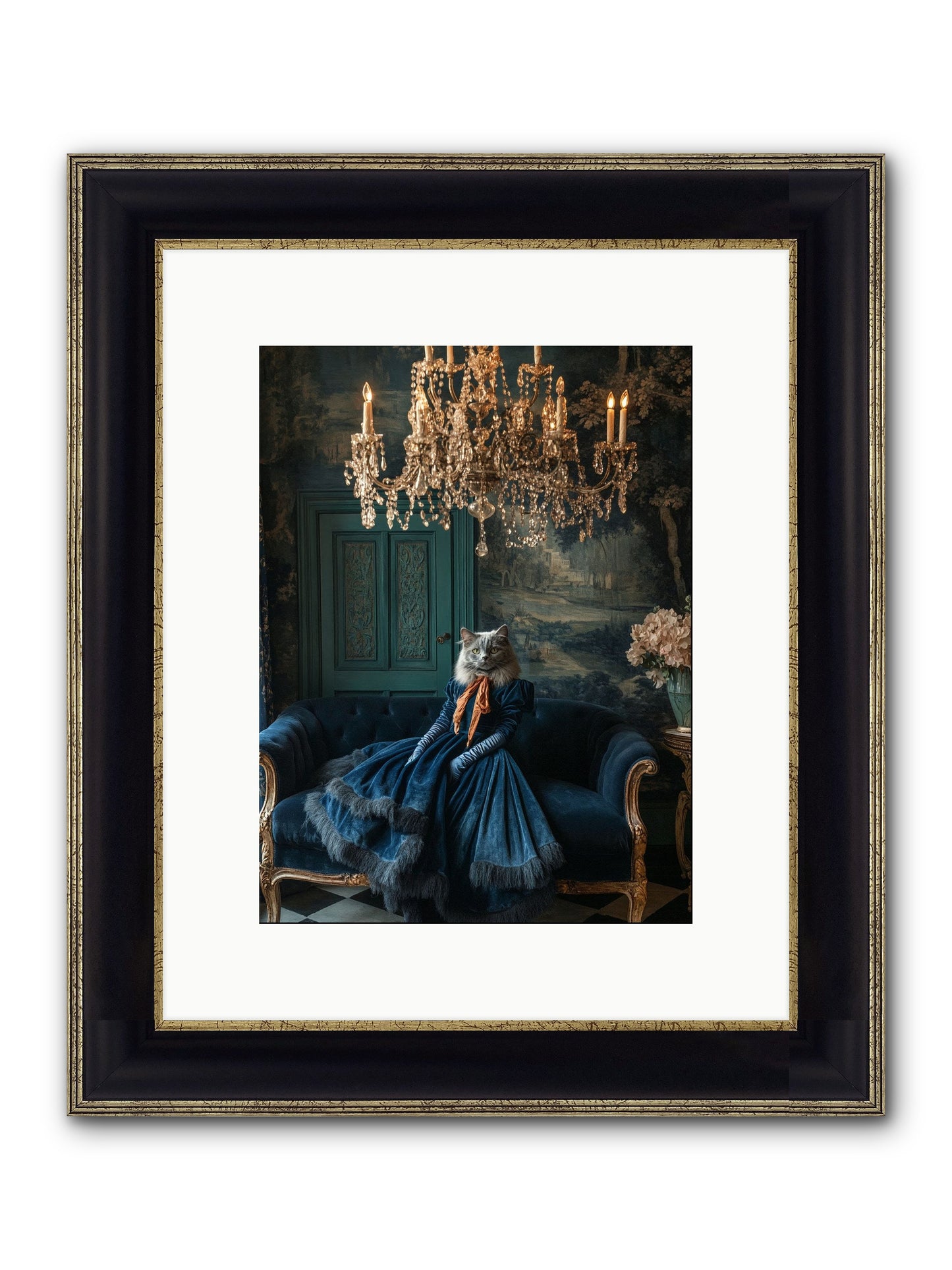Blue Held Her Grace Framed Print - Black & Gold 9x12