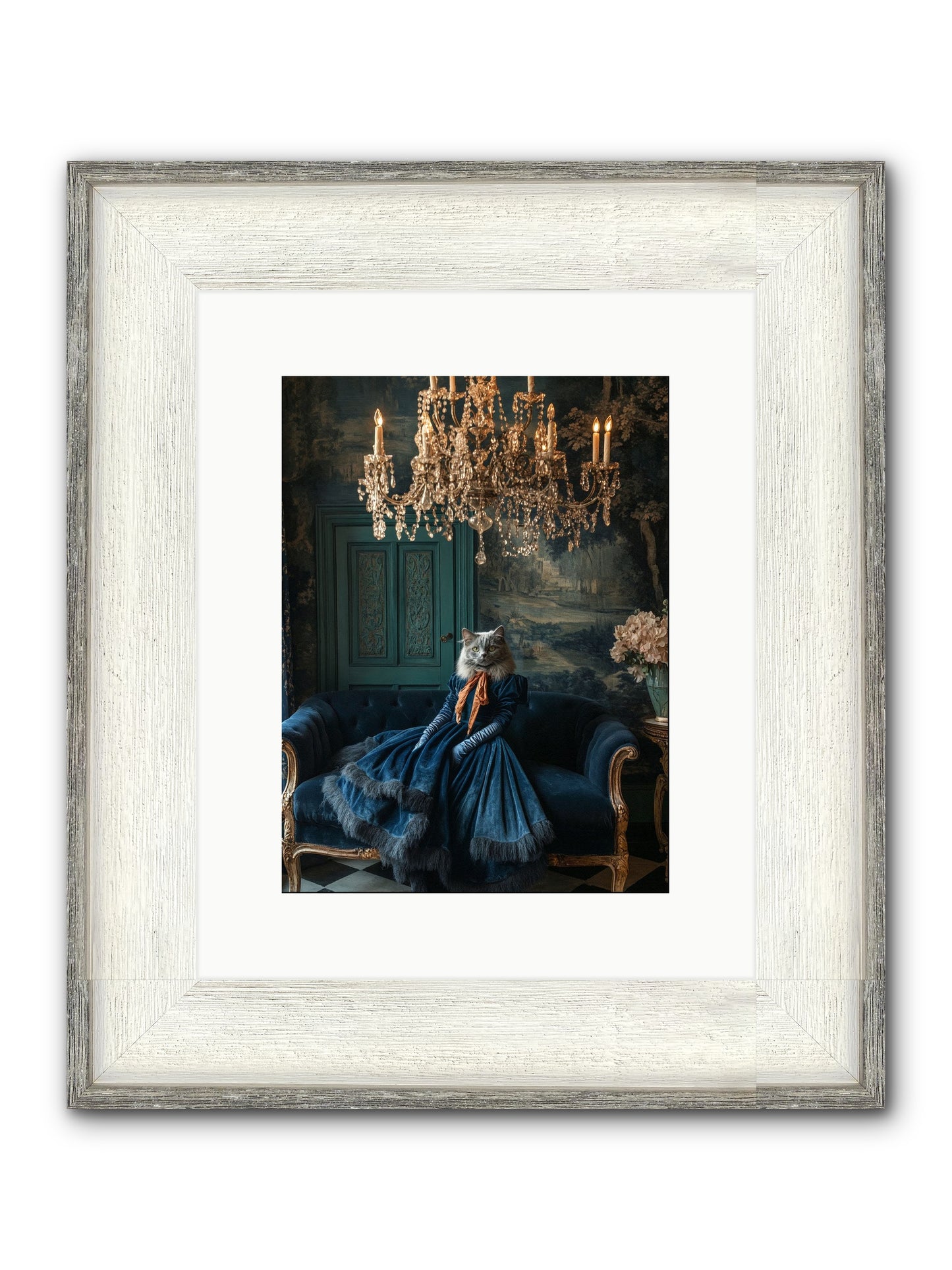 Blue Held Her Grace Framed Print - Driftwood White 9x12