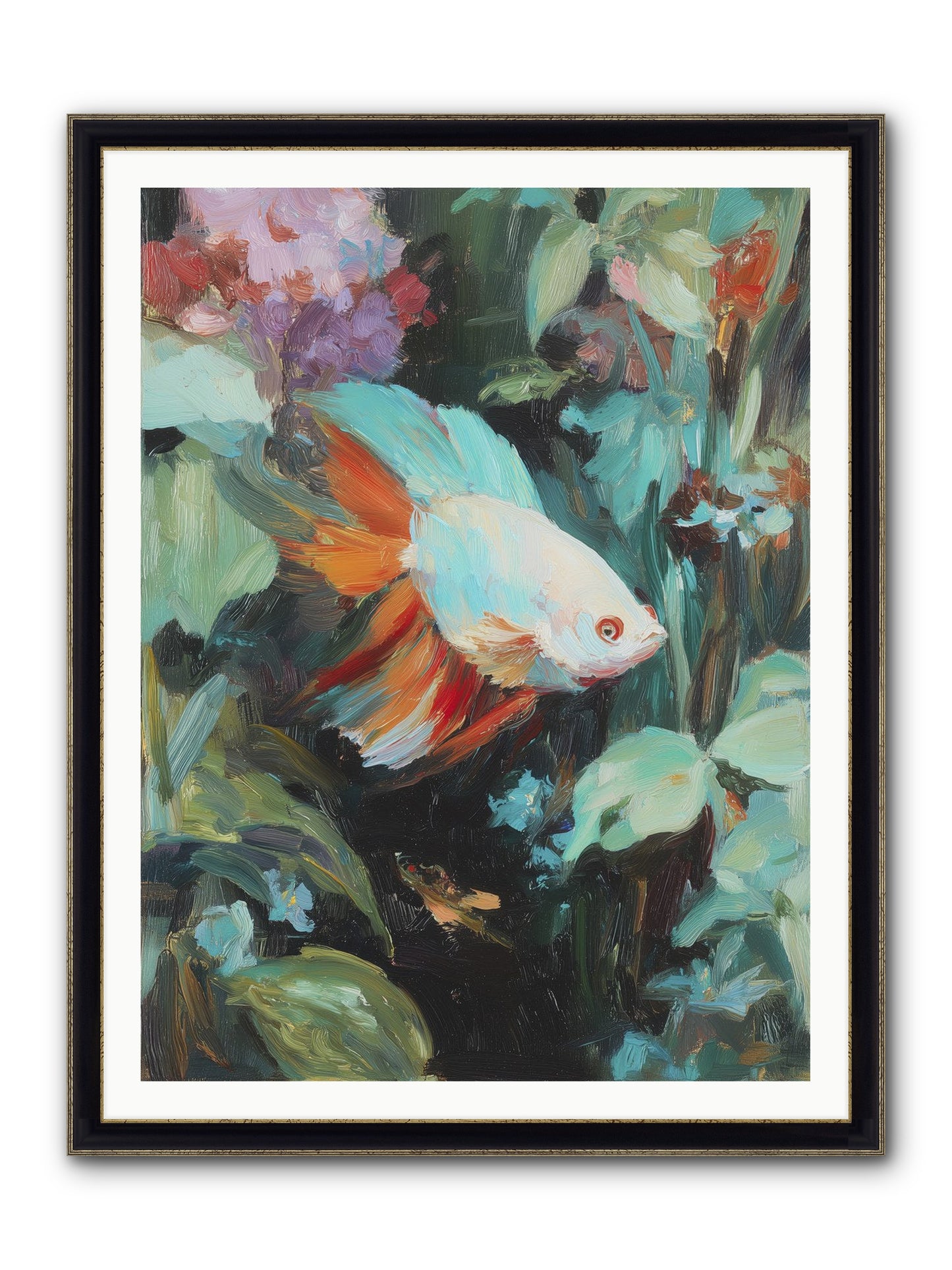 Blue Infinity Framed Print - Black & Gold 36x48