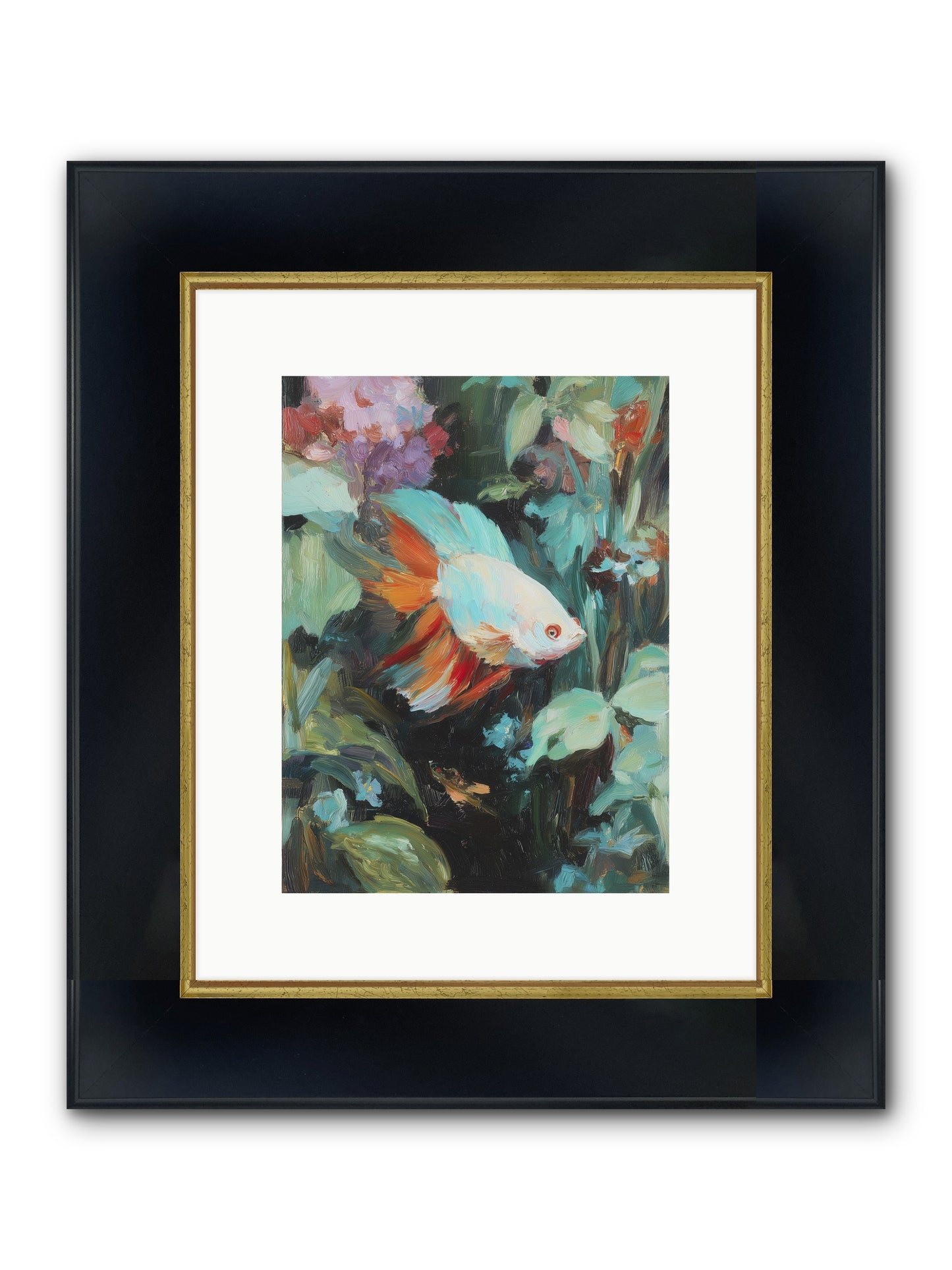 Blue Infinity Framed Print - Wide Black w/Gold 9x12
