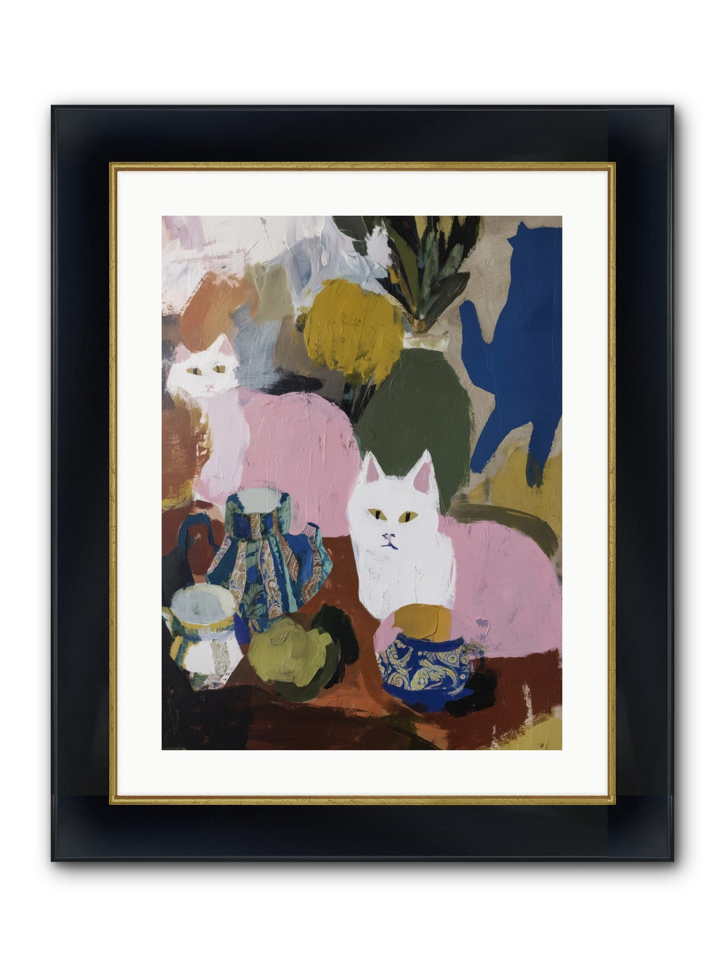 Blurred Lines Framed Print - Wide Black w/Gold 18x24