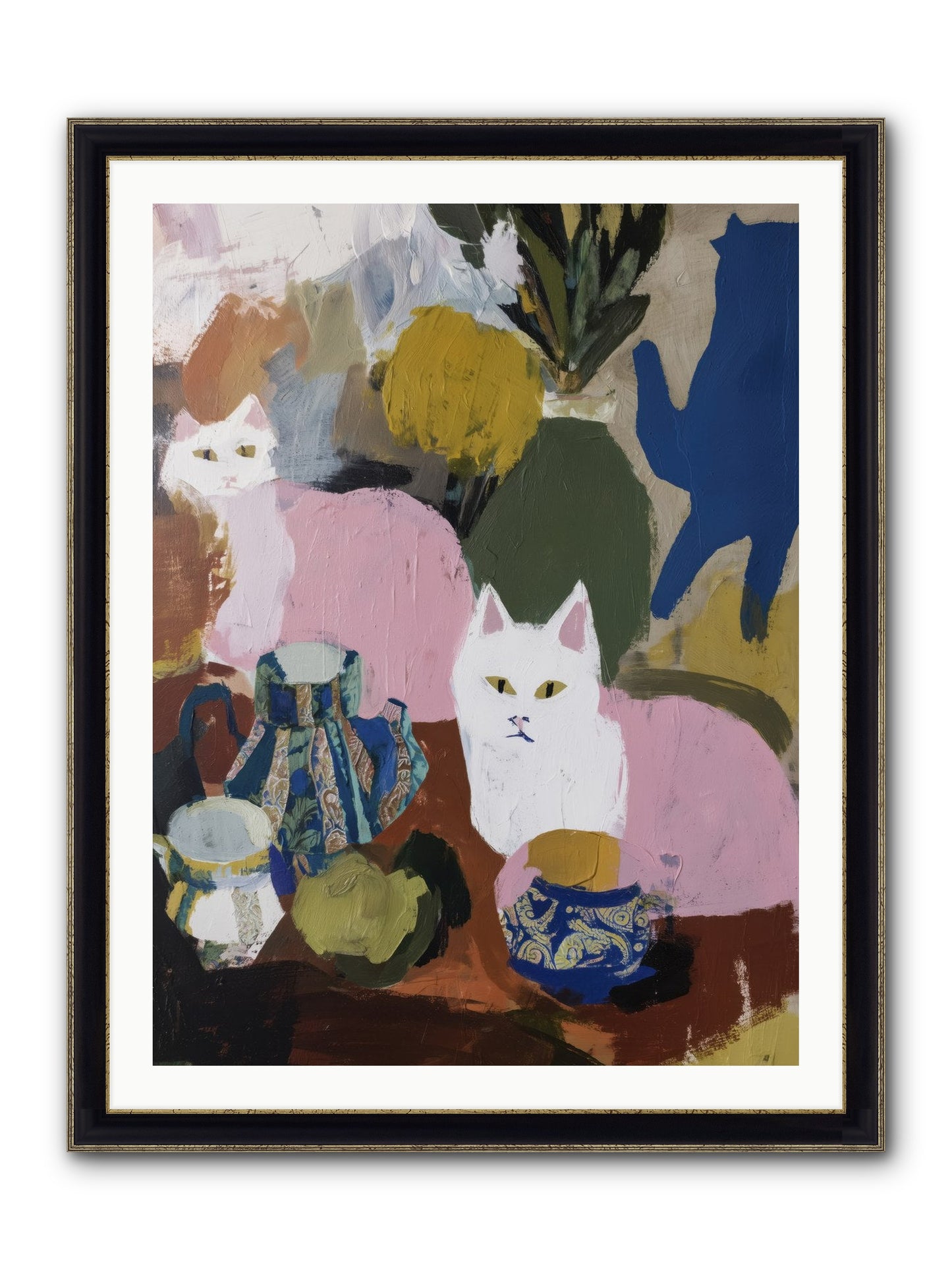 Blurred Lines Framed Print - Black & Gold 30x40