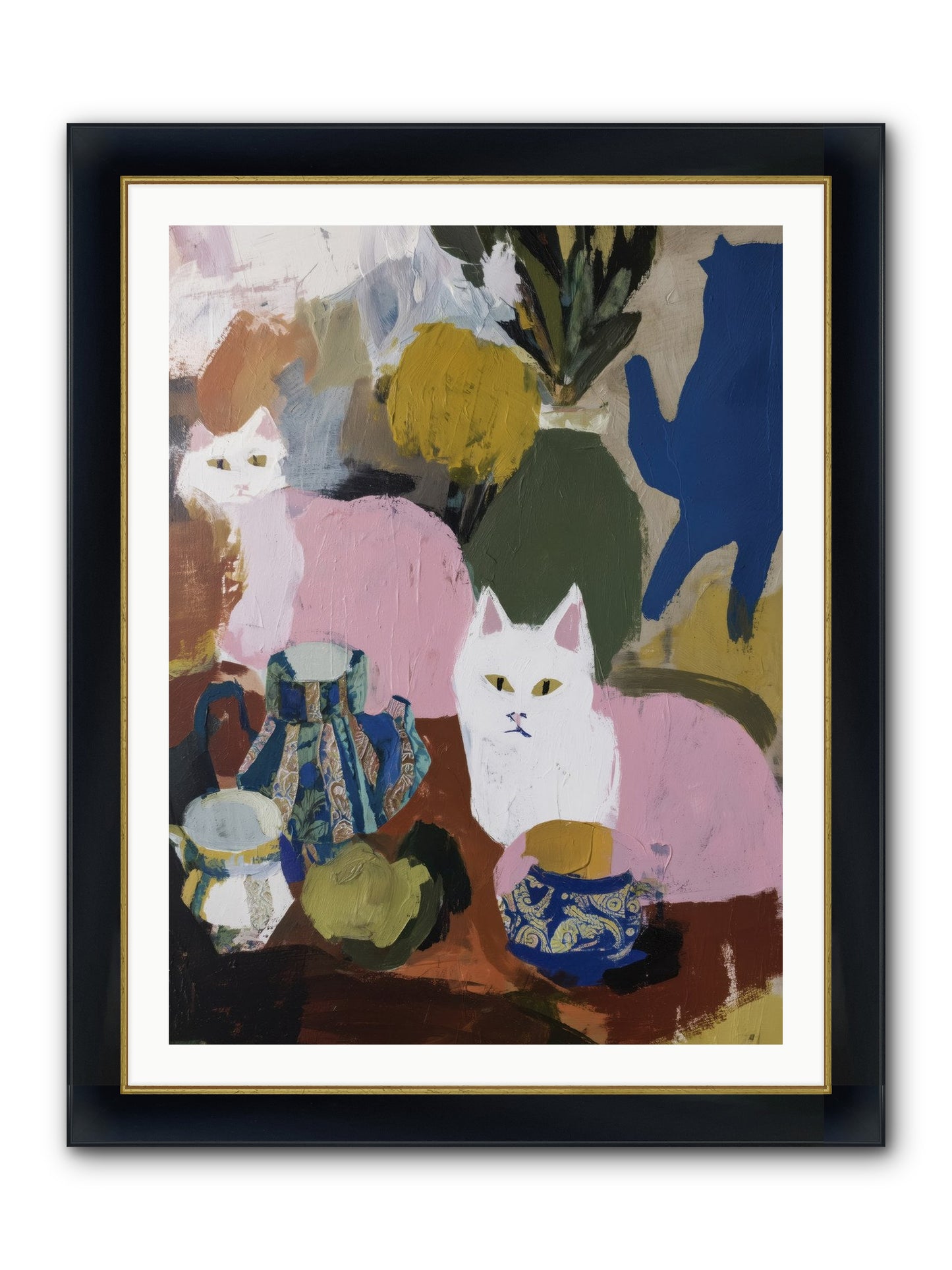 Blurred Lines Framed Print - Wide Black w/Gold 30x40