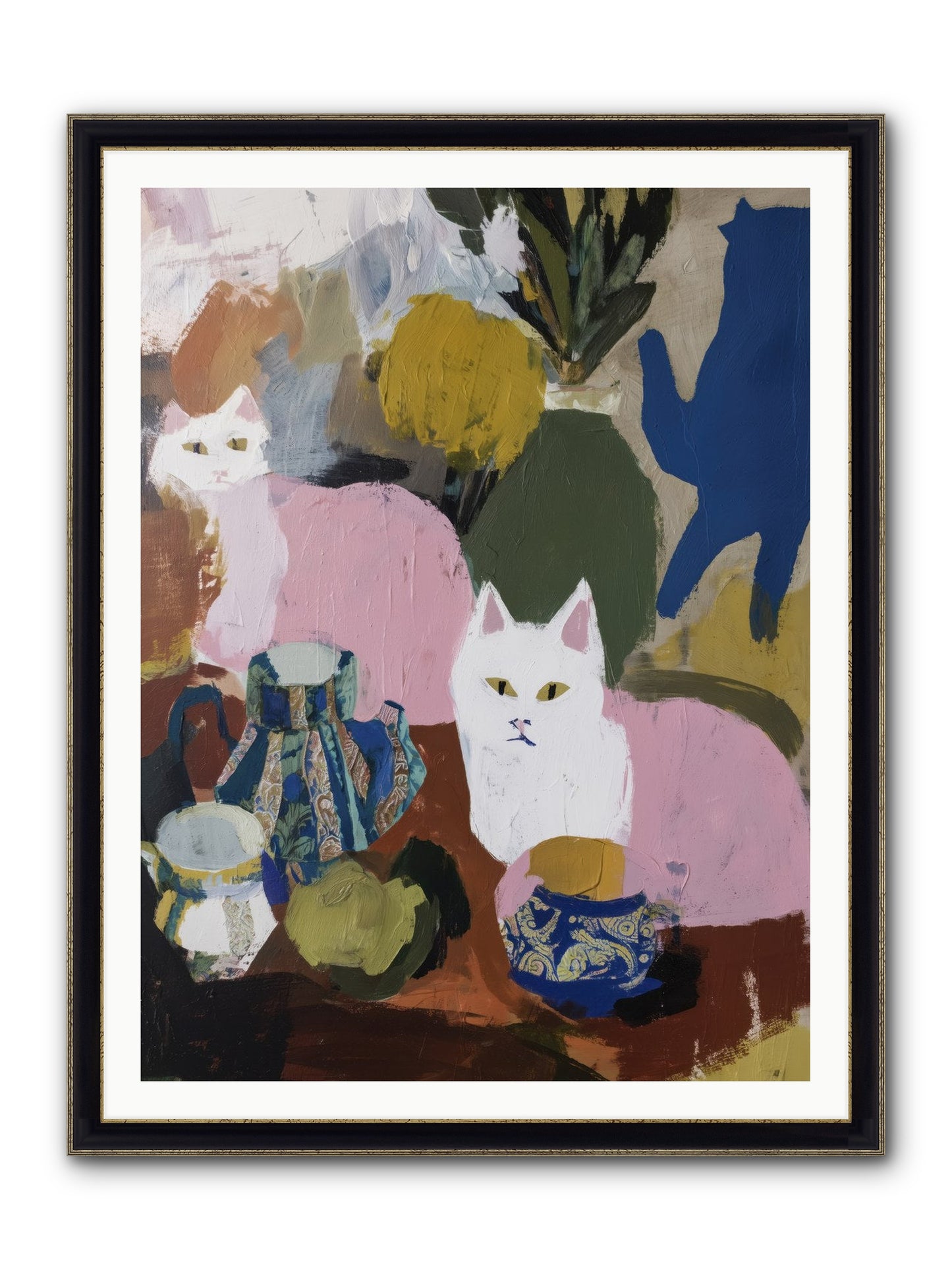 Blurred Lines Framed Print - Black & Gold 36x48