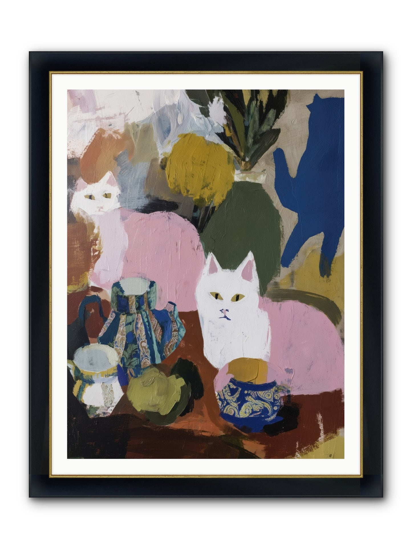 Blurred Lines Framed Print - Wide Black w/Gold 36x48