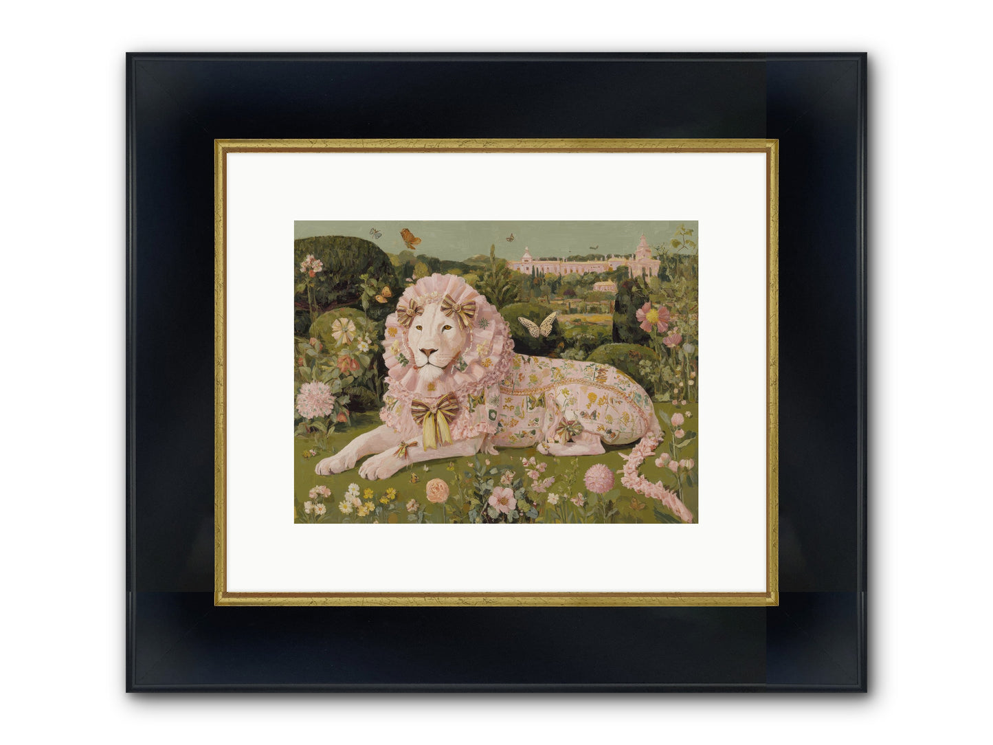 Blush Fold No.1 Framed Print - Wide Black w/Gold 12x9