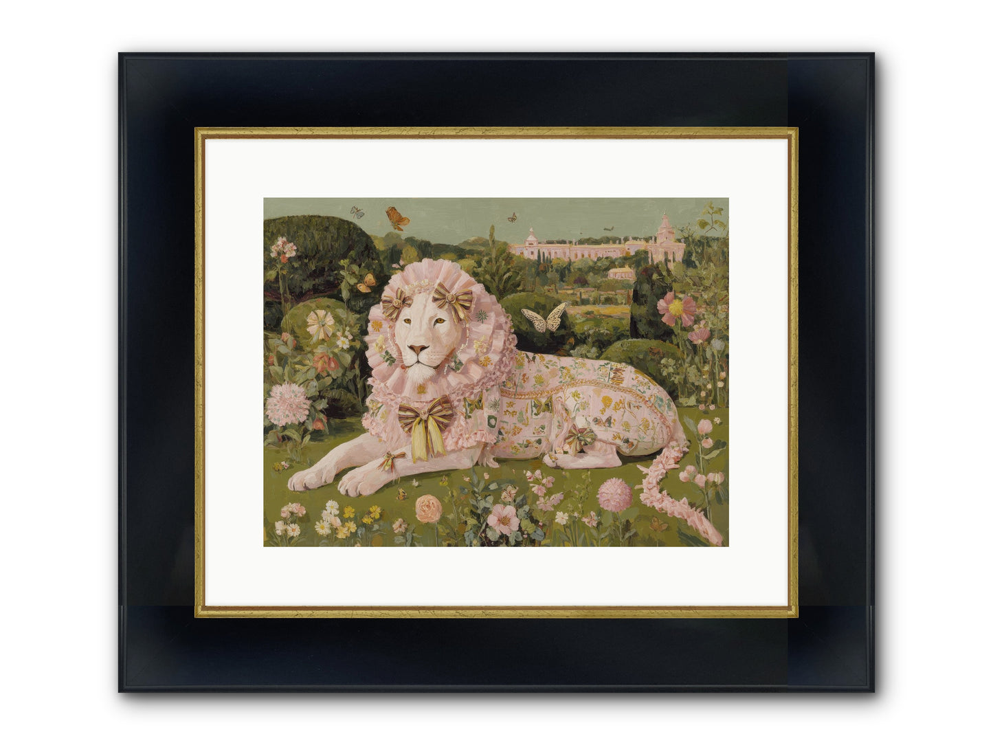 Blush Fold No.1 Framed Print - Wide Black w/Gold 16x12