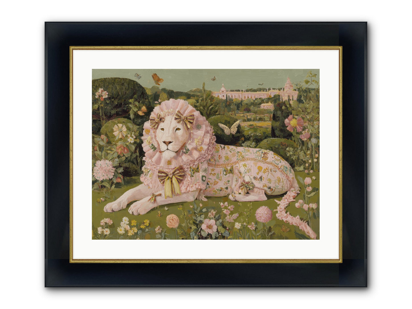 Blush Fold No.1 Framed Print - Wide Black w/Gold 24x18