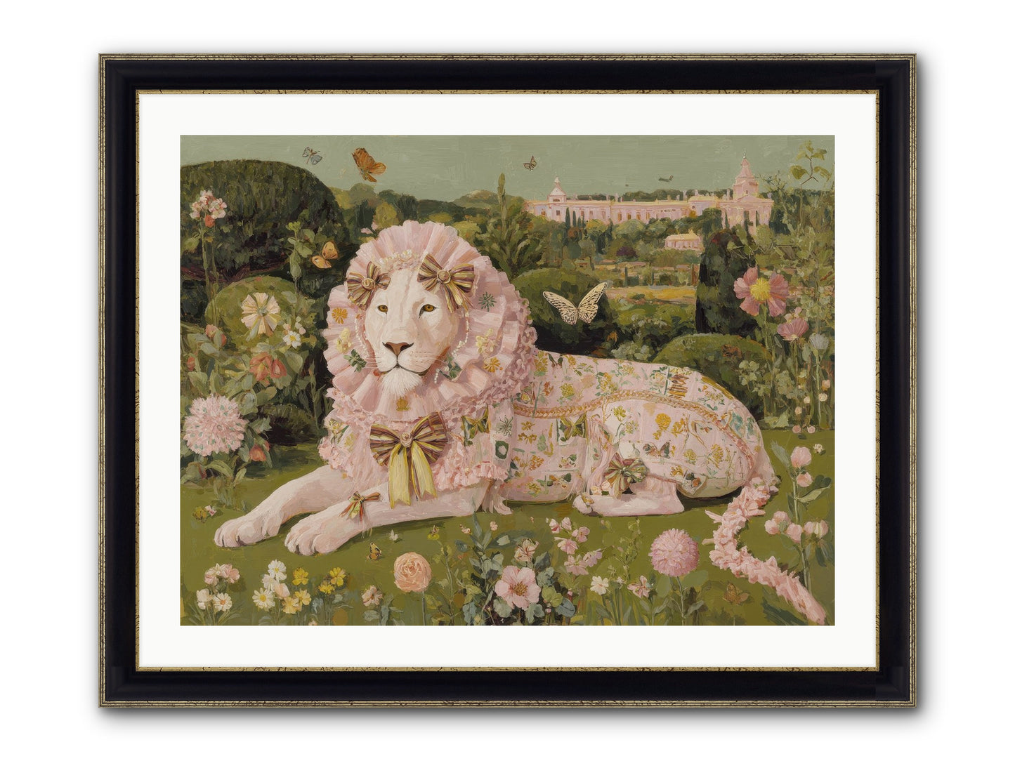 Blush Fold No.1 Framed Print - Black & Gold 32x24
