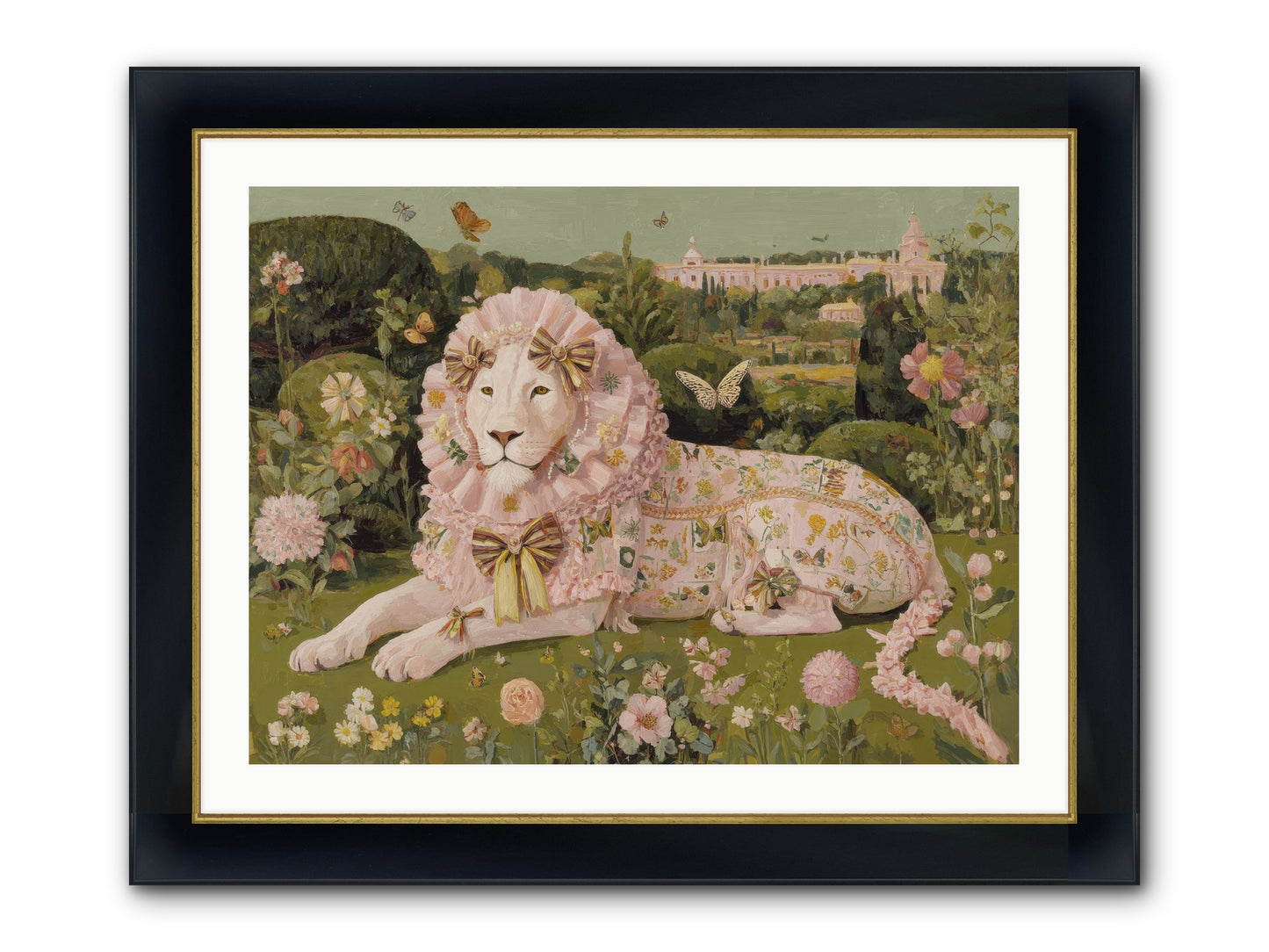 Blush Fold No.1 Framed Print - Wide Black w/Gold 32x24