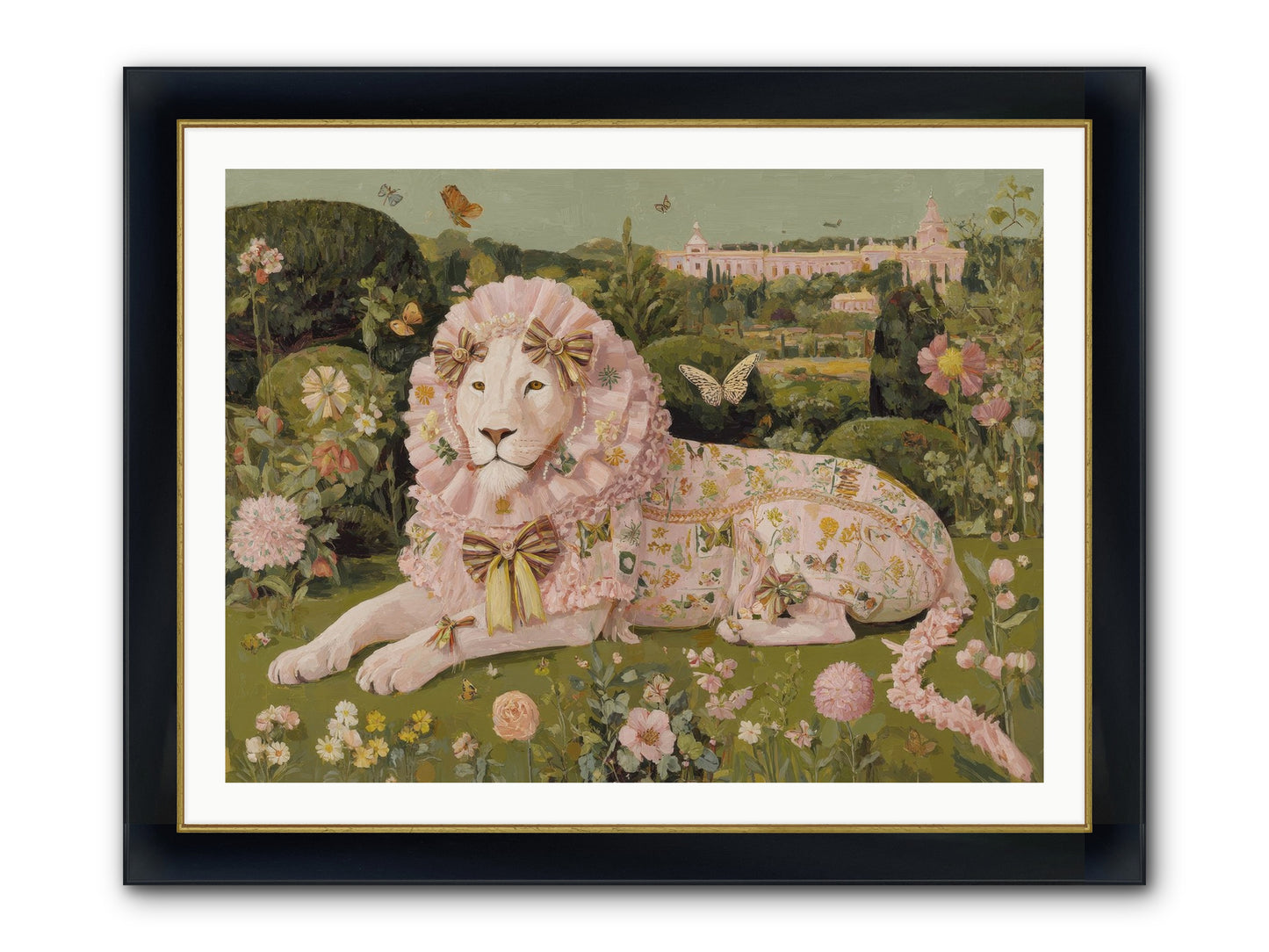 Blush Fold No.1 Framed Print - Wide Black w/Gold 40x30
