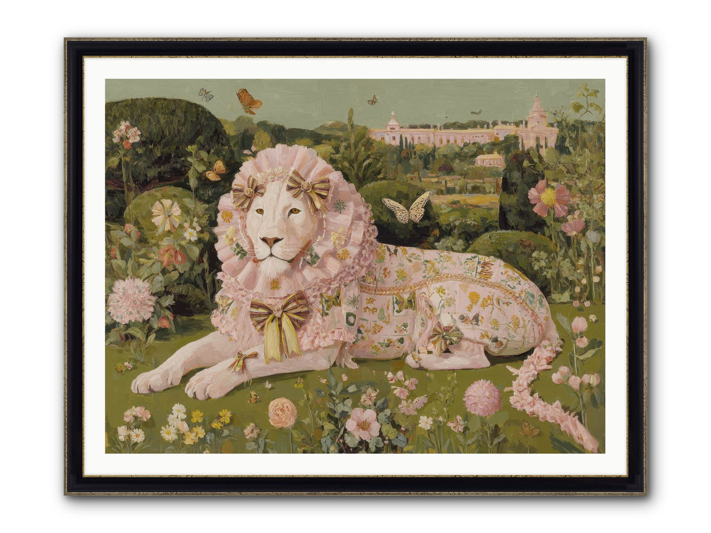 Blush Fold No.1 Framed Print - Black & Gold 48x36