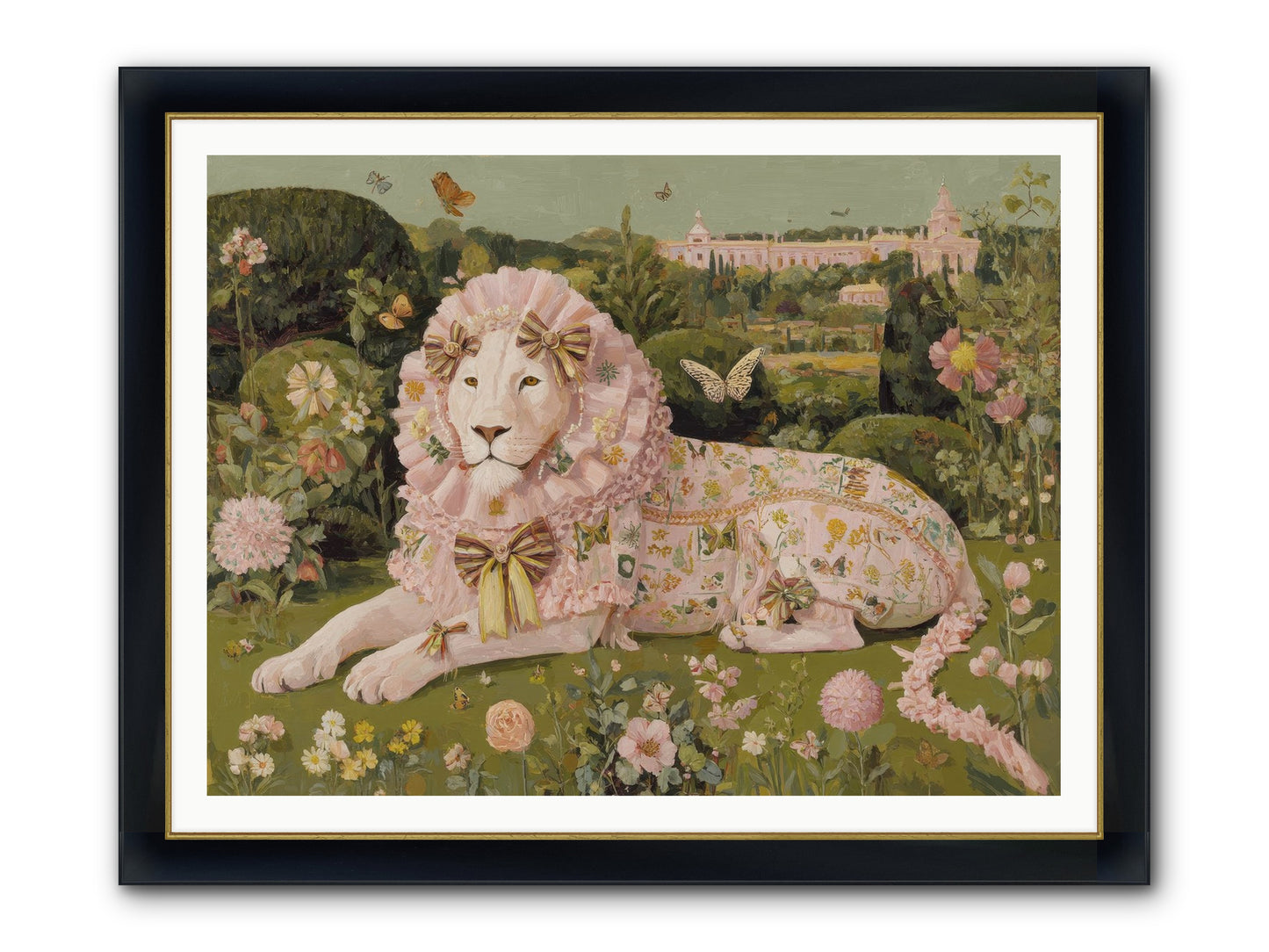 Blush Fold No.1 Framed Print - Wide Black w/Gold 48x36