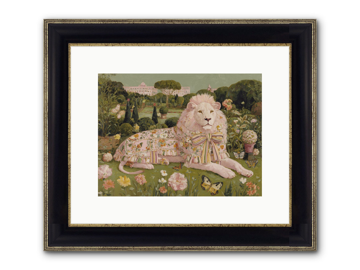 Blush Fold No.2 Framed Print - Black & Gold 12x9
