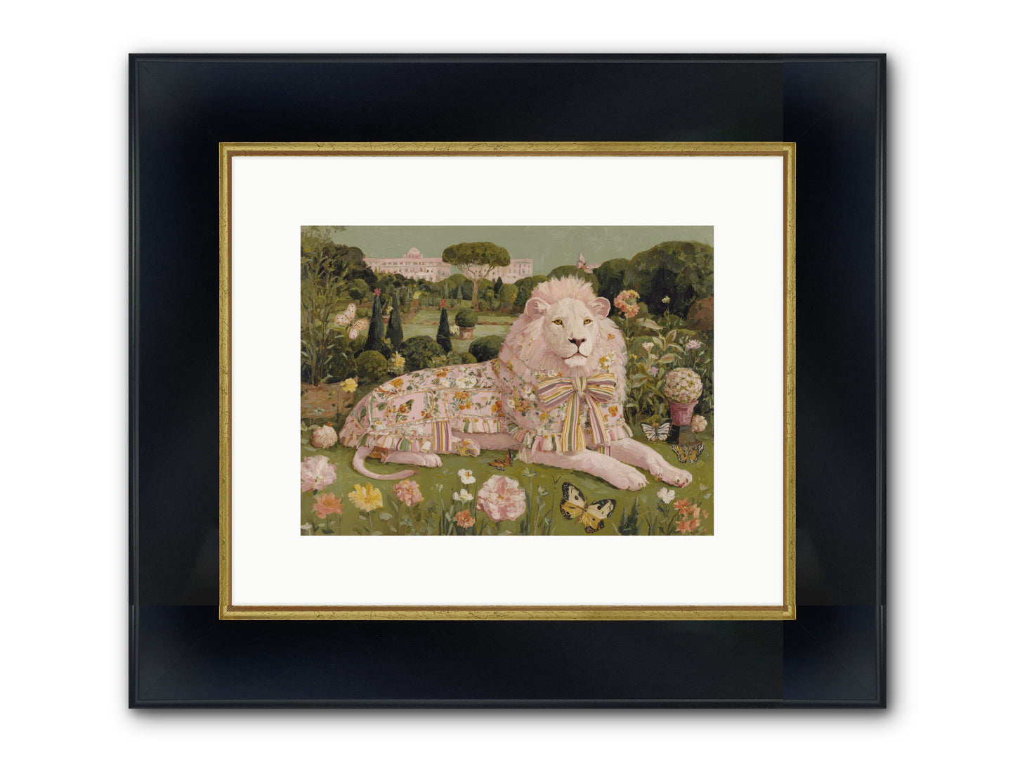 Blush Fold No.2 Framed Print - Wide Black w/Gold 12x9