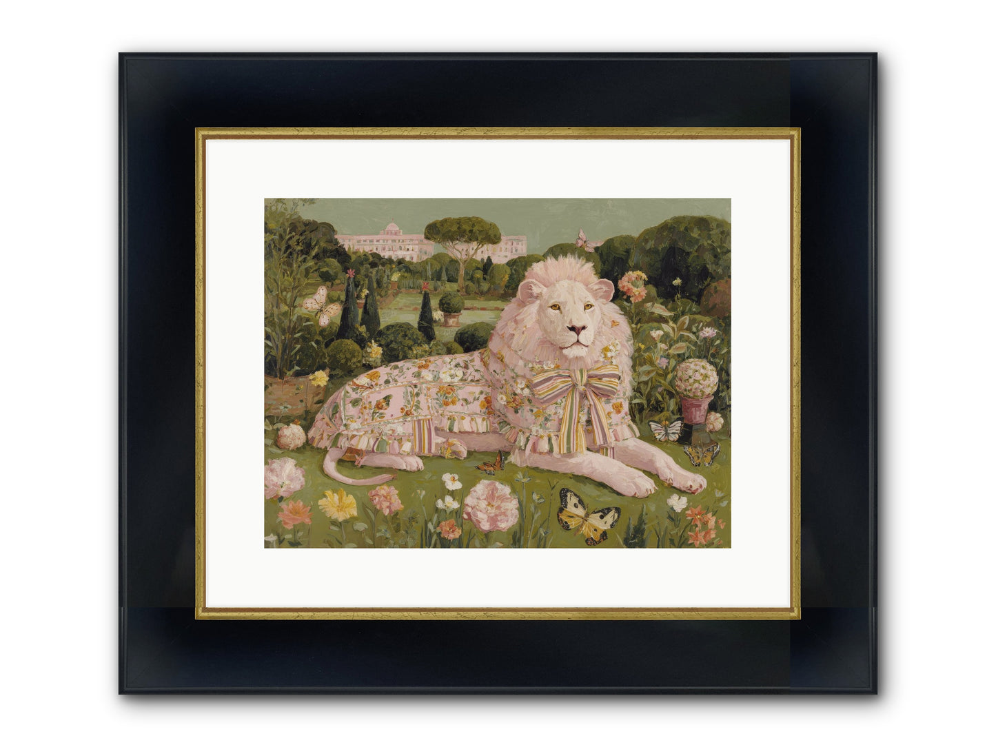 Blush Fold No.2 Framed Print - Wide Black w/Gold 16x12
