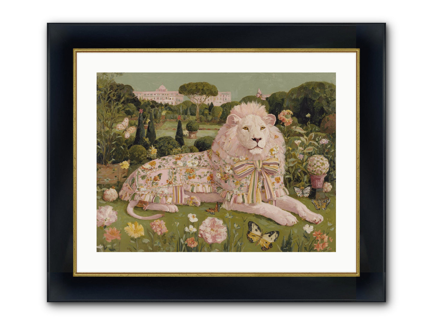 Blush Fold No.2 Framed Print - Wide Black w/Gold 24x18