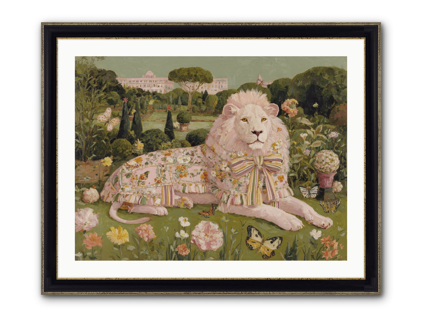 Blush Fold No.2 Framed Print - Black & Gold 32x24
