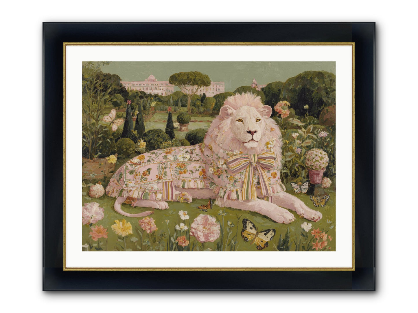 Blush Fold No.2 Framed Print - Wide Black w/Gold 32x24