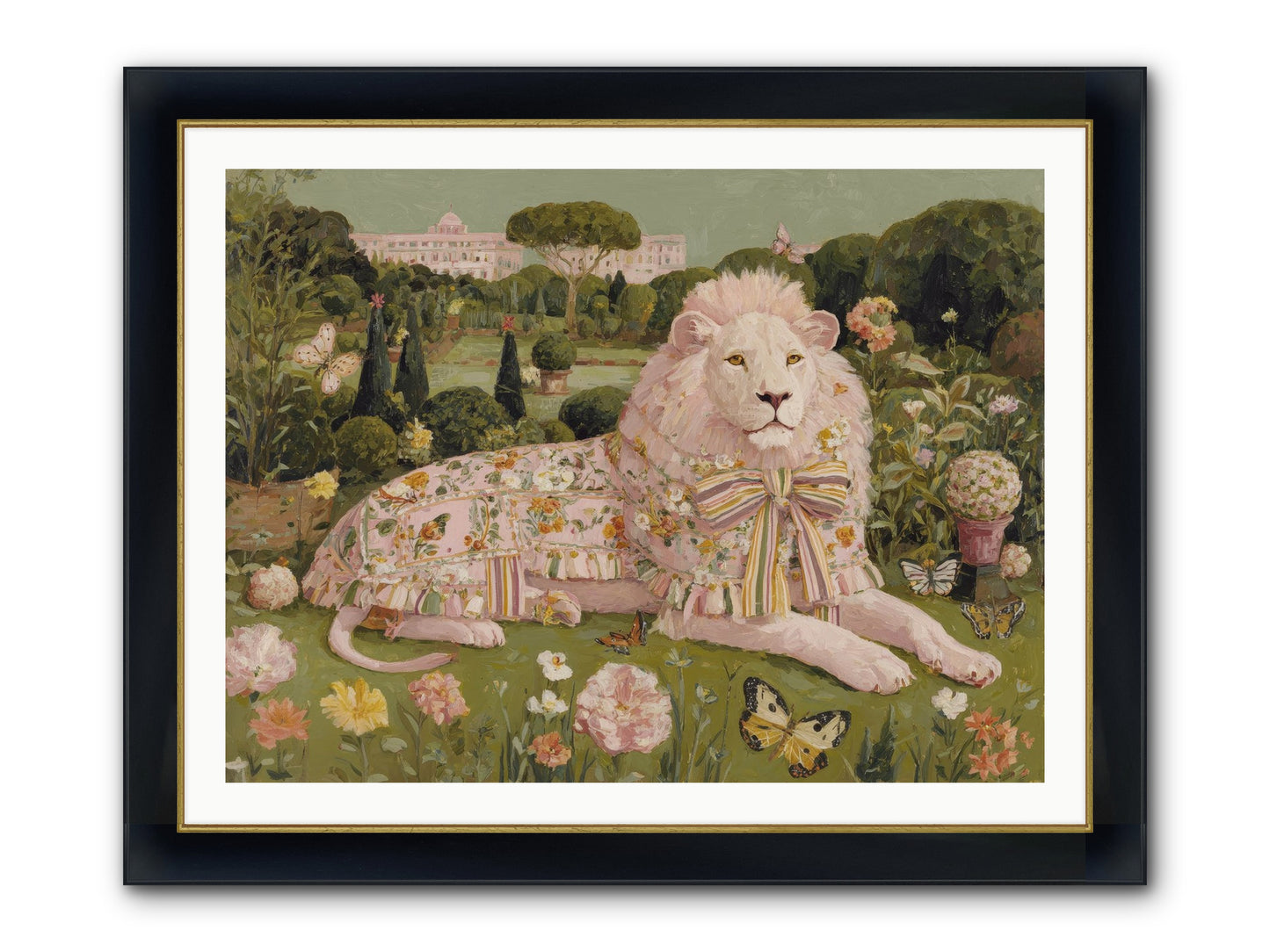 Blush Fold No.2 Framed Print - Wide Black w/Gold 40x30