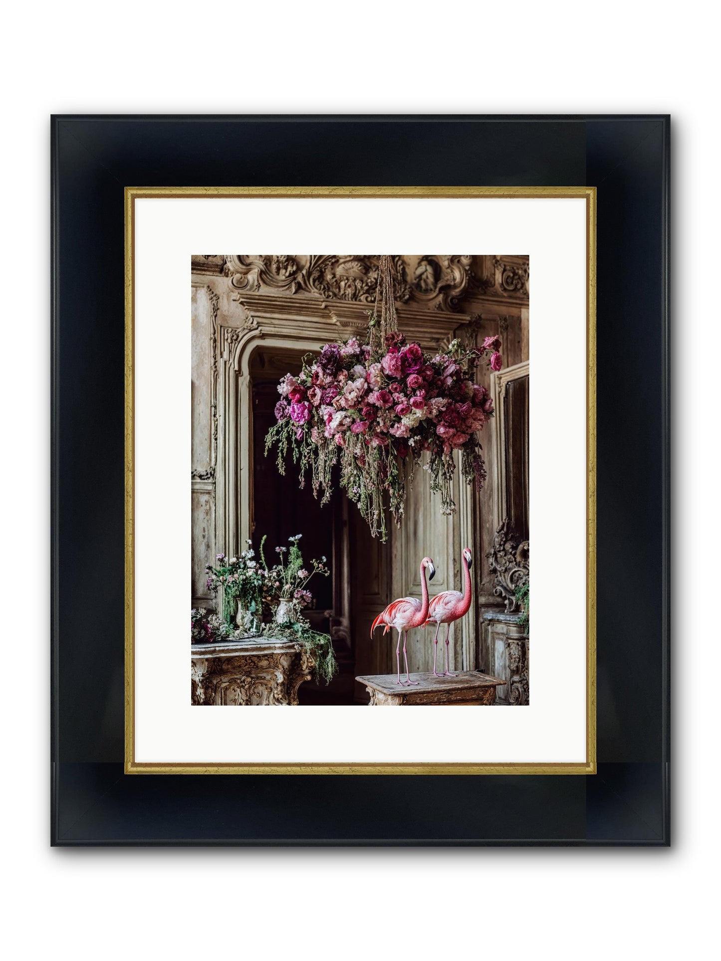 Blush Hour Sentinels Framed Print - Wide Black w/Gold 12x16